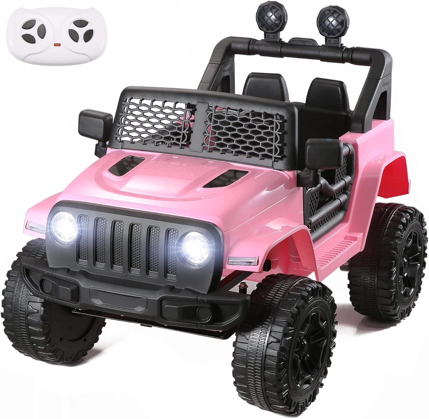 Kids Ride On Truck, 12V Kids Electric Truck, w/Spring Suspension, Parent Remote Control, 3 Speeds, Safety Belt, MP3 Player, USB & AUX Port, LED Lights, Kids Truck - Black