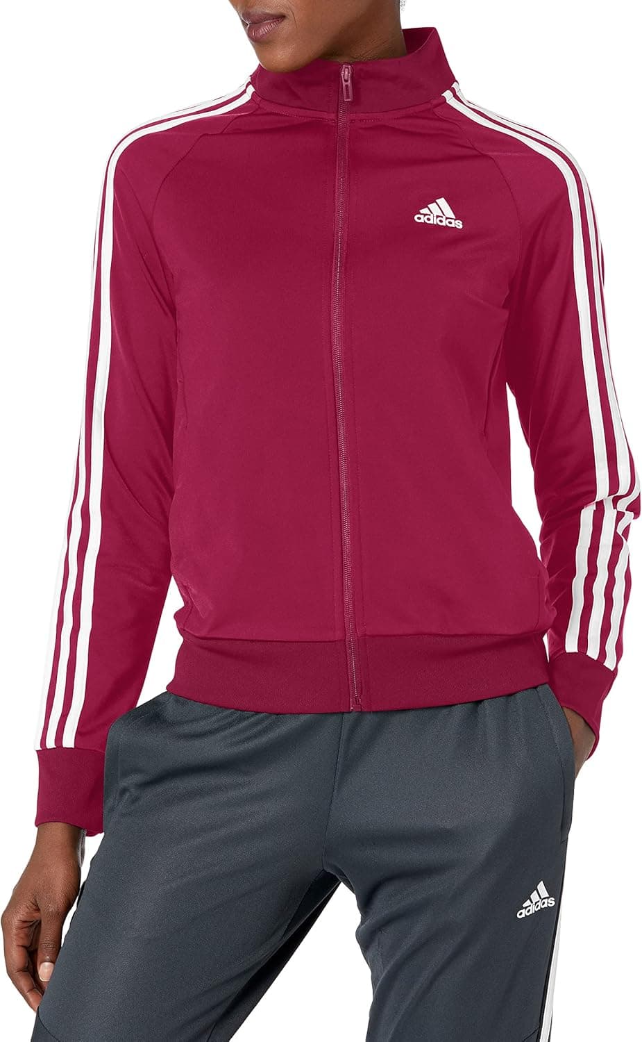 adidas Women's Essentials Warm-Up Slim 3-Stripes Track Top