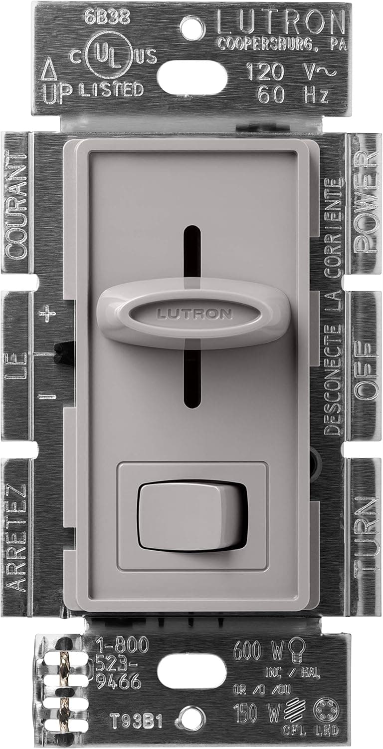 Lutron Skylark LED+ Dimmer Switch for Dimmable LED, Halogen and Incandescent Bulbs | Single-Pole or 3-Way | SCL-153P-GR | Gray