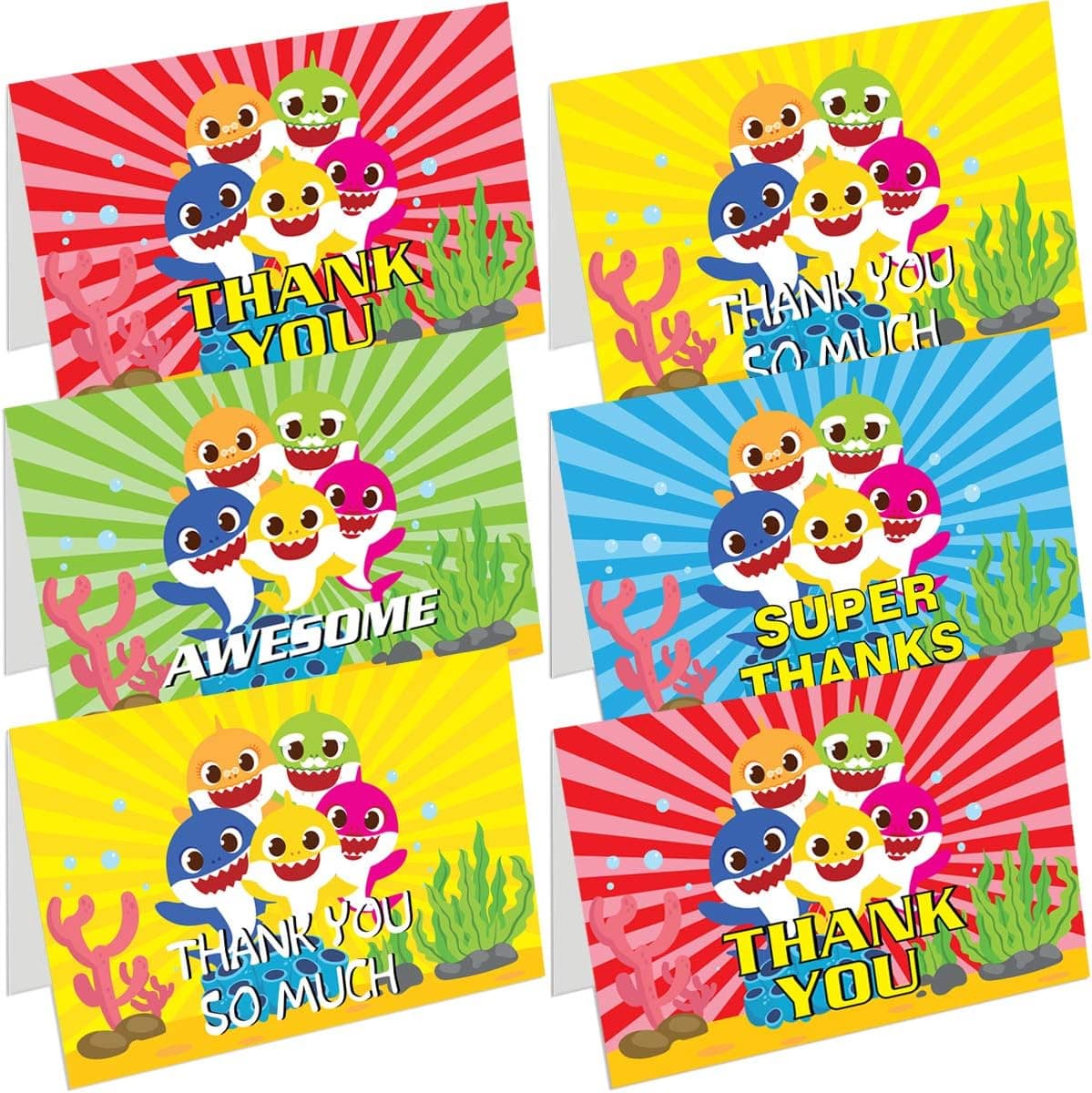 Shark Thank You Card Baby Shower Party Favor Supplies Kids Birthday Party - 32 Pack
