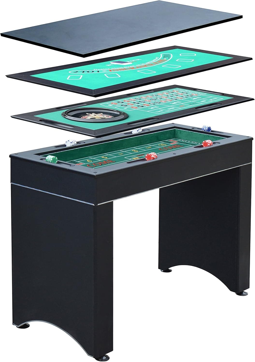 Hathaway unisex adult Classic Monte Carlo 4 in 1 Casino Game Table, Black, Craps and Bar Table Includes Accessories US
