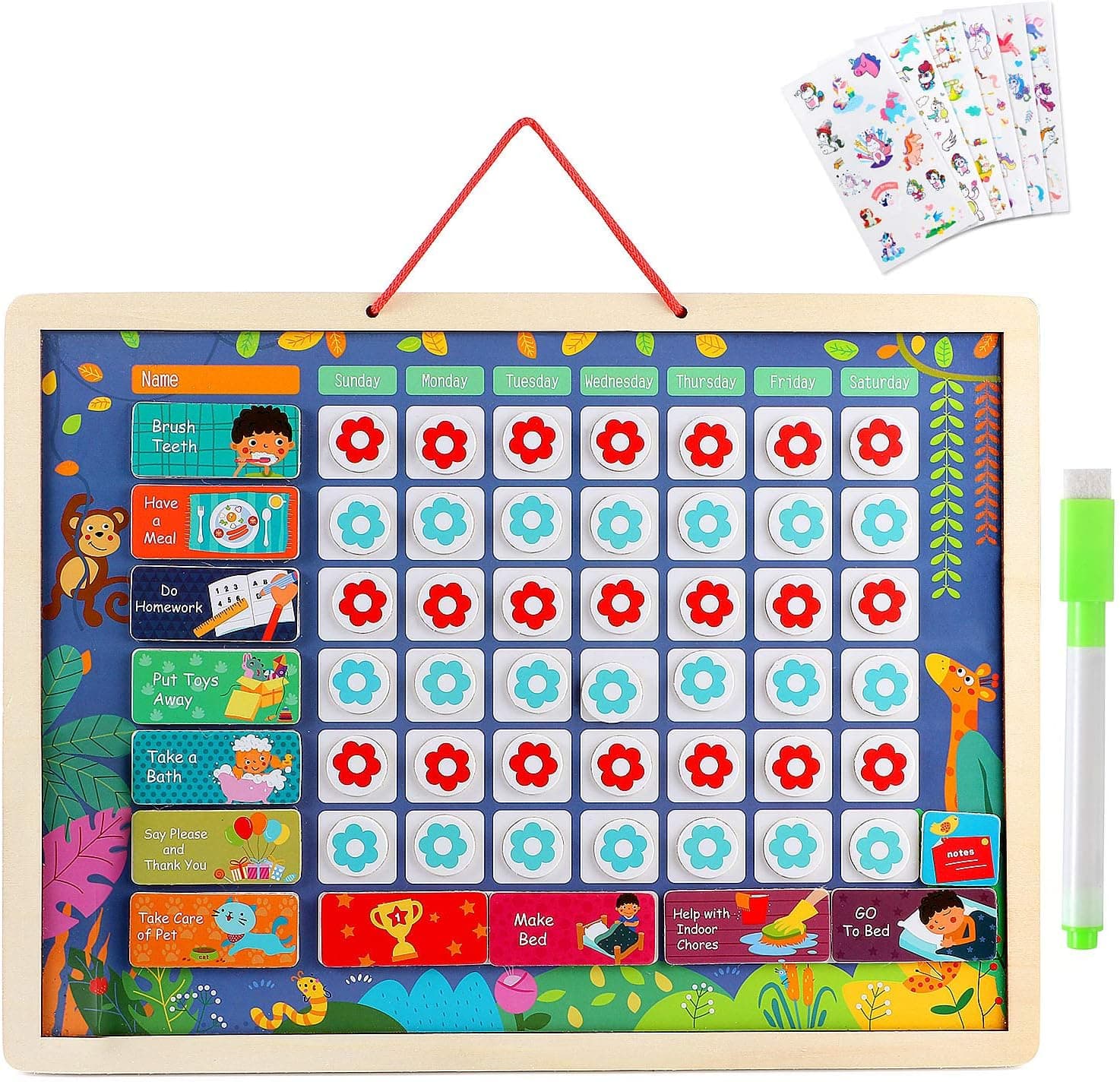 Lewo Magnetic Responsibility Chart Developmental Toys Encourages Good Behavior Preschool Educational & Learning Wooden Toy Graduation Gifts for Toddlers Boys Girls