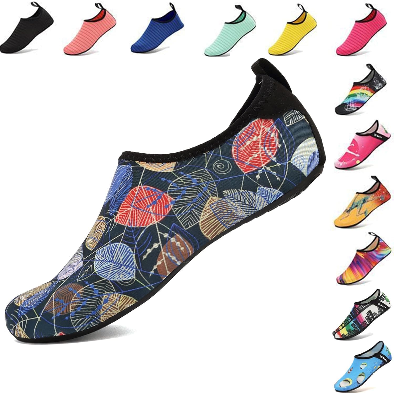 VIFUUR Water Shoes for Men Women Navy/Yellow - 5.5-6.5 W US/ 4.5-5.5 M US (36-37)