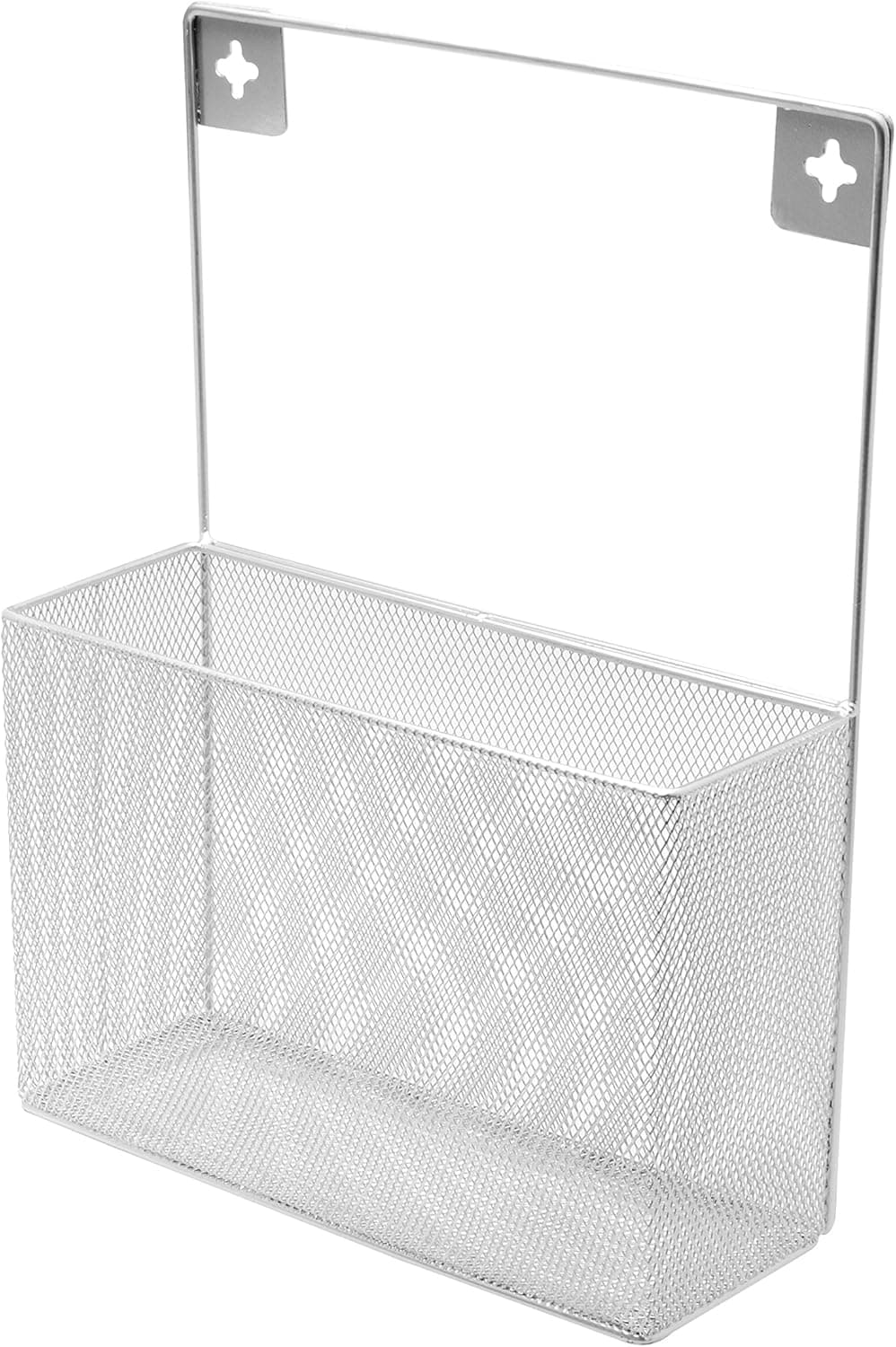 YBM Home Wall Hanging Basket for Kitchen, Mesh Silver Bin Wall Mount Storage Basket Ideal for Pantry, Bath, Laundry Room, Craft, and Office Organization, 1154s