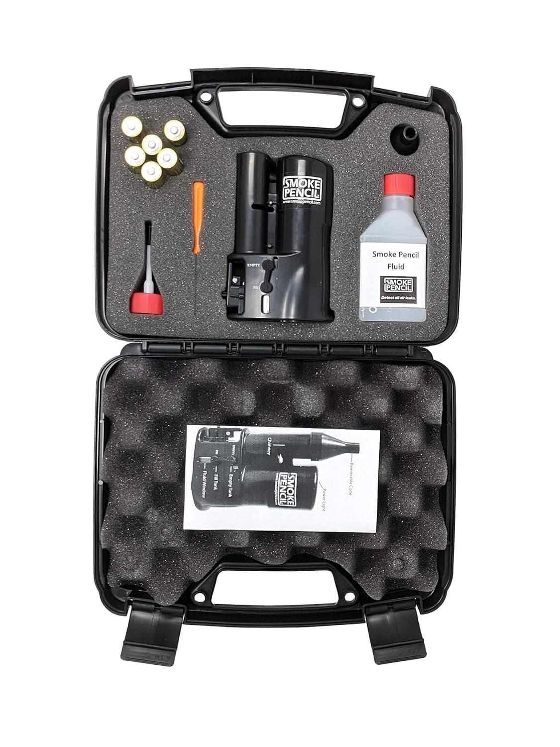 Smoke Pencil Hard Field Kit Pro Air Leak Detection Hazer – Handheld Smoke Stick Draft Detector Machine with Fog Juice for Detecting Leaks, Puffer Tool for HVAC Technicians Energy Raters Auto Mechanics