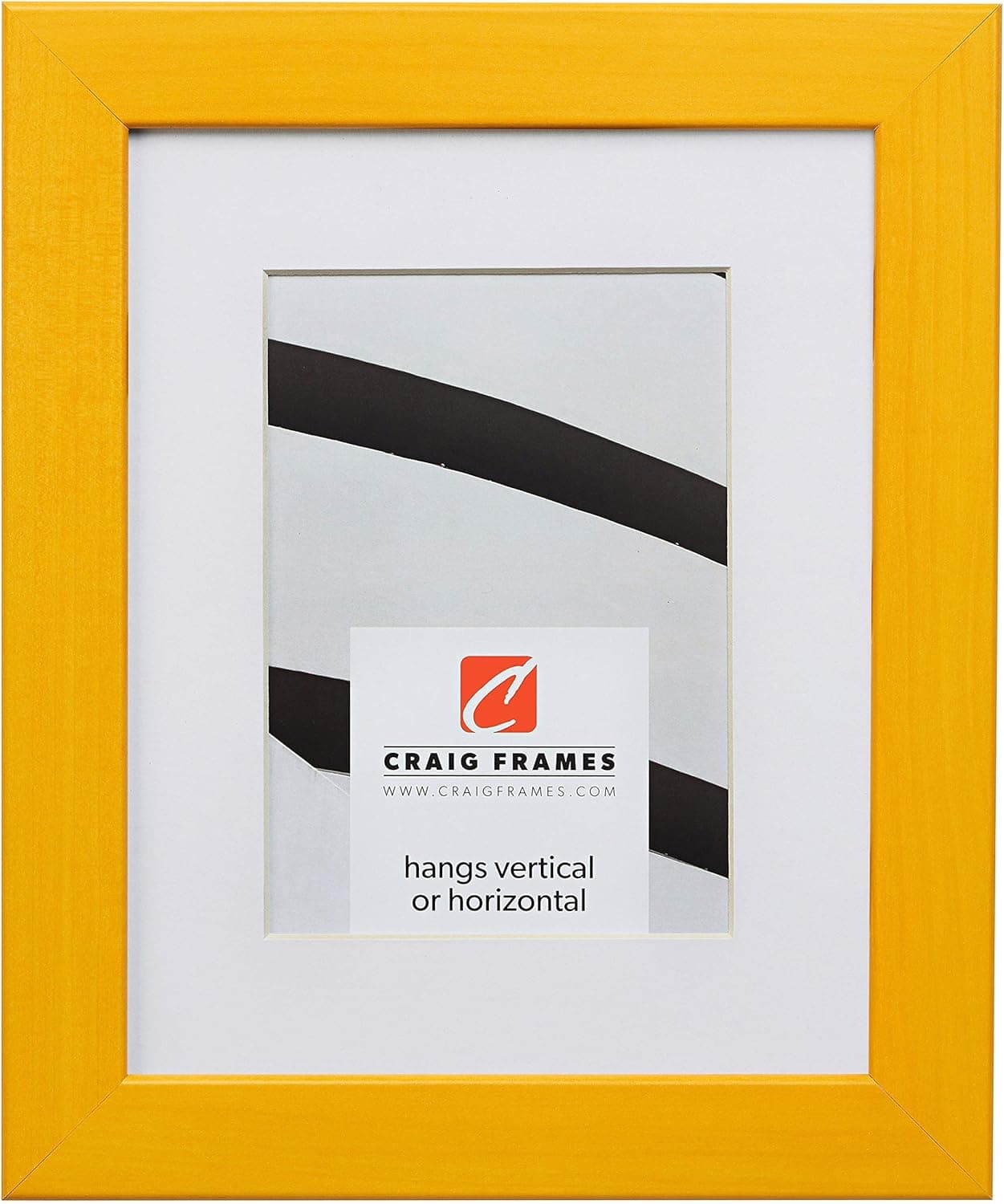 Craig Frames Colori, 12 x 16 Inch Yellow Picture Frame Matted to Display an 8 x 12 Inch Photo
