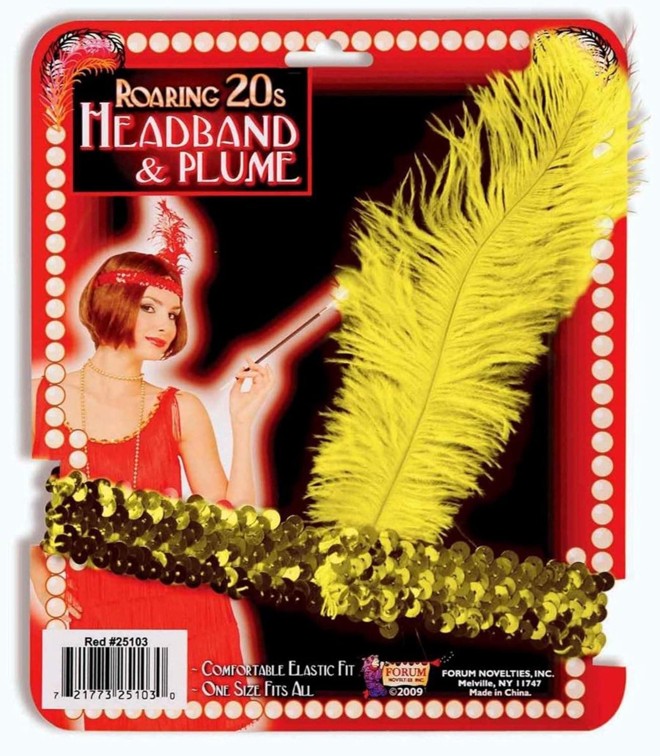 Forum Novelties Gold Flapper Headband with Feather