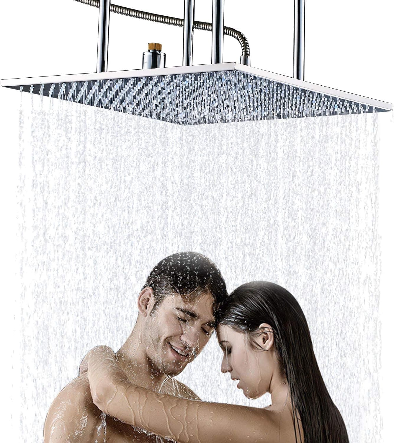 Senlesen Bathroom 20-inch Rainfall Shower Head Square Top Overhead Sprayer Chrome Polished