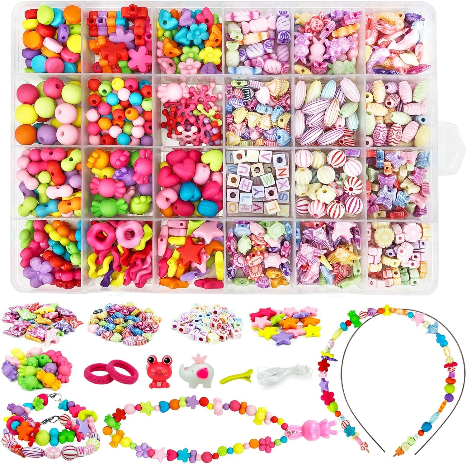 Tcvents Pop Beads for Girls - 580+ Pcs DIY Beads Bracelet Making Kit for Girls 3 4 5 6 7 8 Year Old, Bracelet Beads Kit Arts and Crafts Kit for Girls Fashion Earring Necklace Bracelet Making Kit Gift
