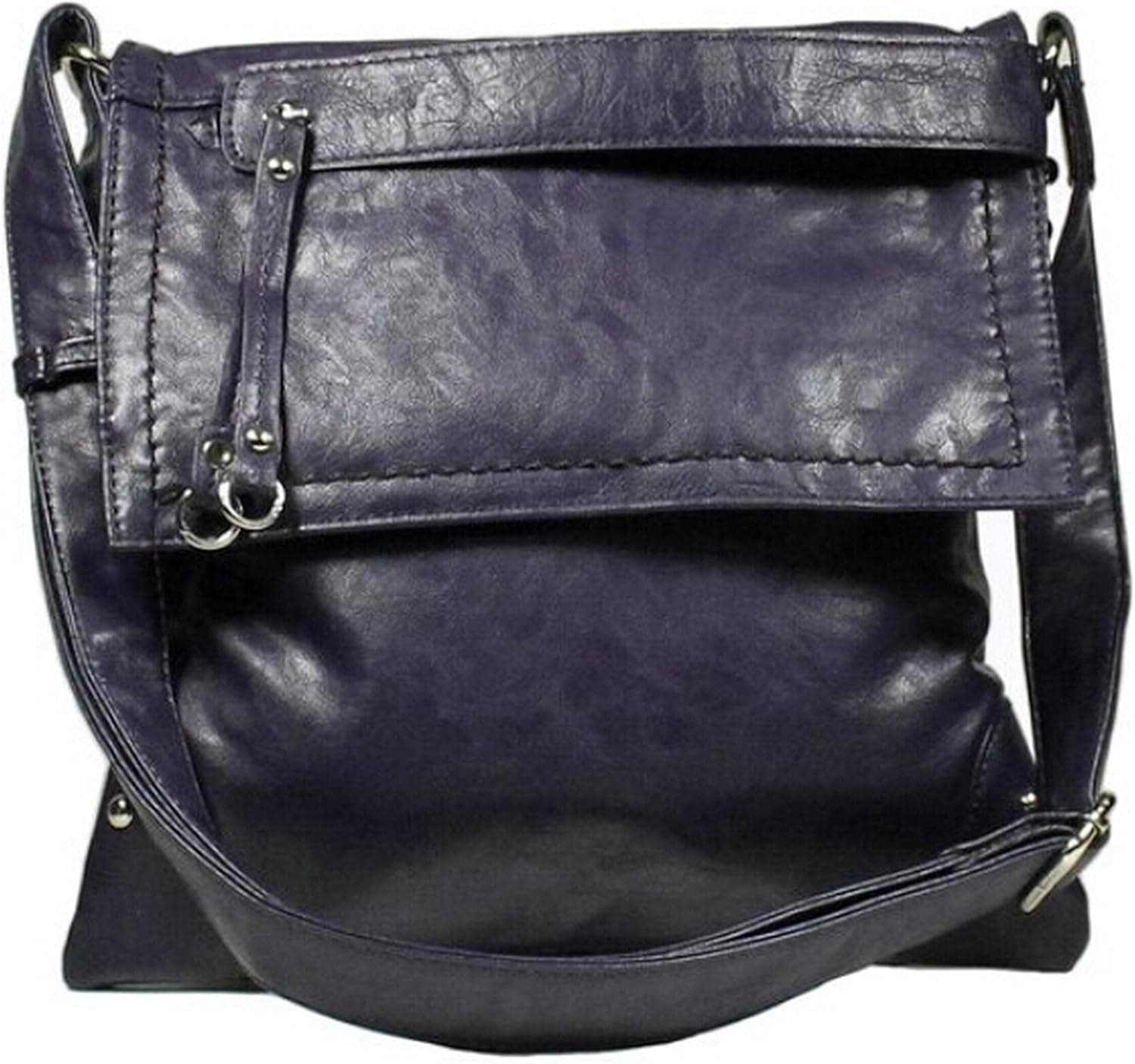 Stitched Flap Cross-body Handbag (Dark Blue)