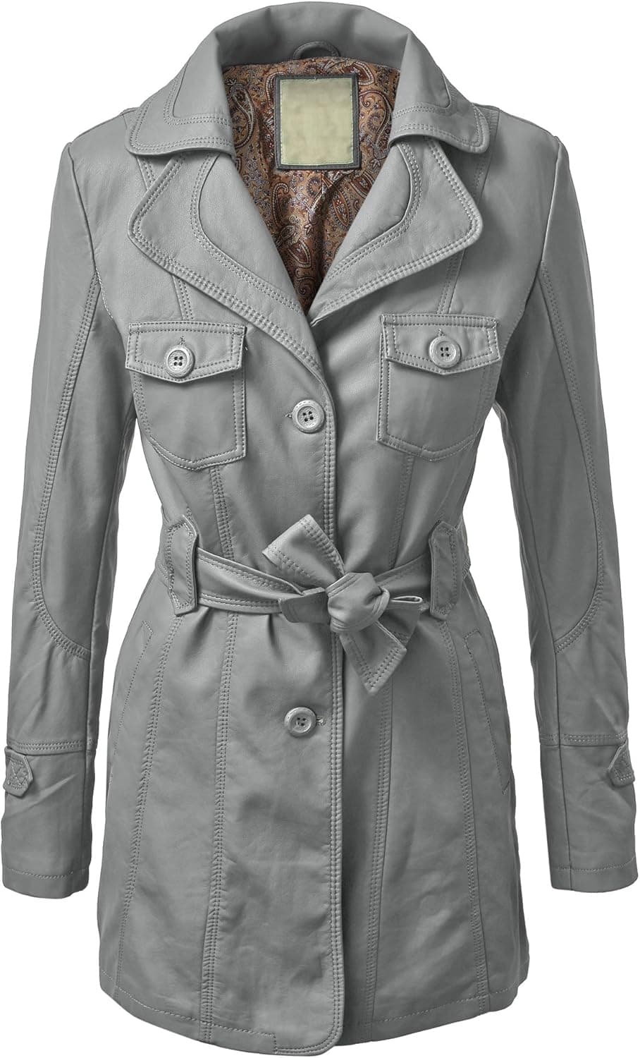Lock and Love LL Womens Jet Setter Faux Leather Trench Coat