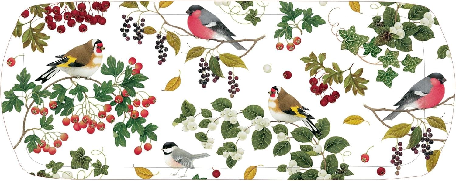 Entertaining with Caspari Melamine Bar Tray, 16-Inch by 6-Inch, Winter Birds