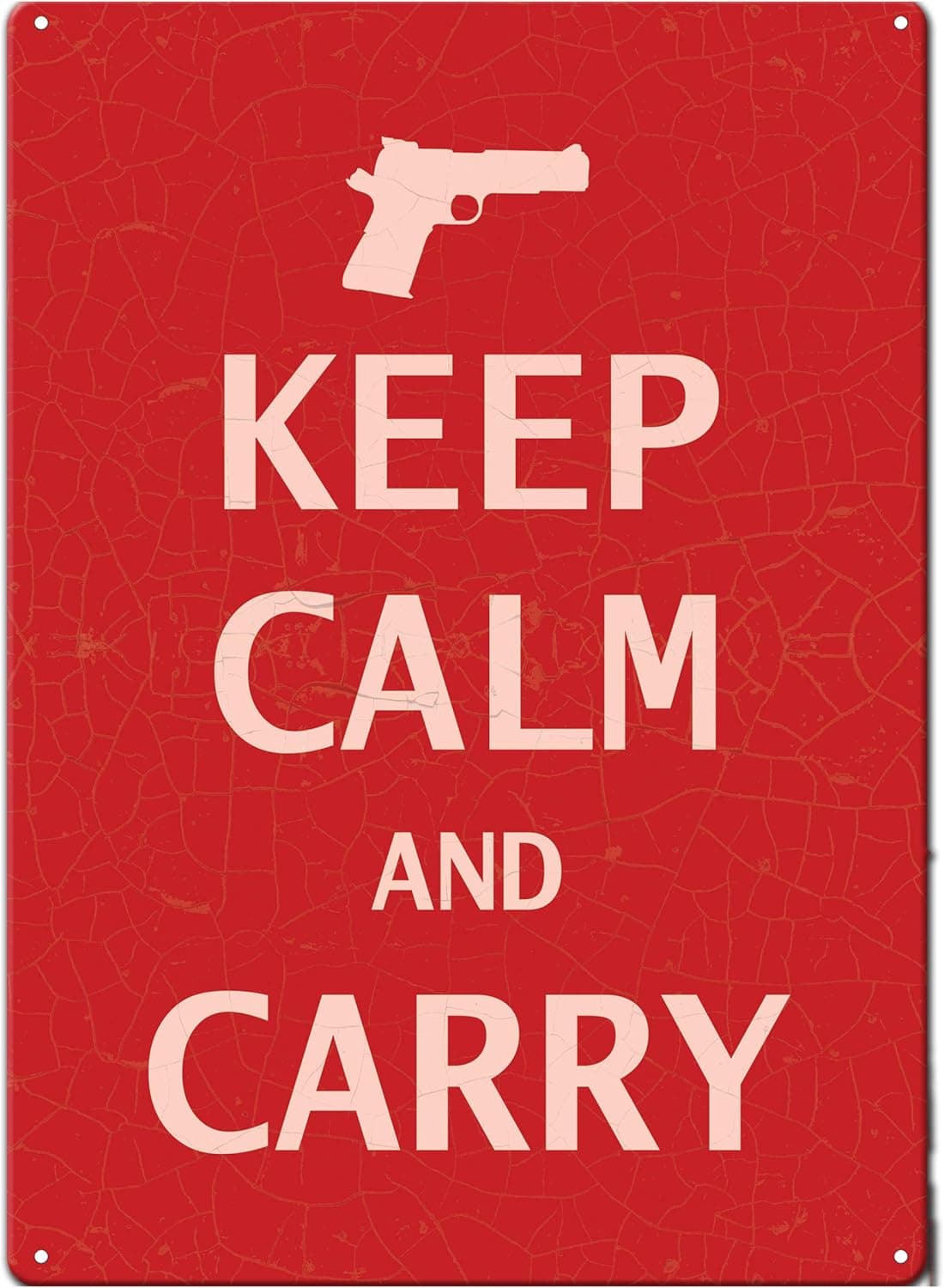 Rivers Edge Products Tin Sign, Keep Calm and Carry, Weatherproof with Pre-Punched Holes for Hanging, 17 by 12 Inches