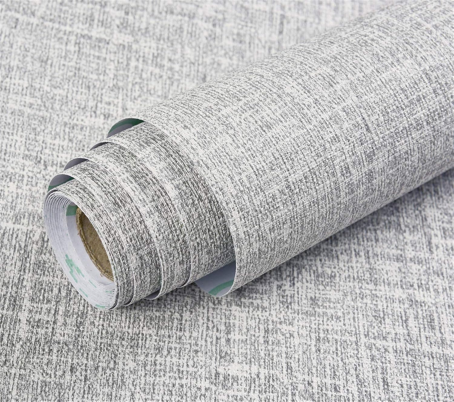 Decormax 15.7inch Faux Grasscloth Wallpaper Grey Peel and Stick Self-Adhesive Linen Backsplash Kitchen Wall Door Counter Top Cabinets(15.7"x78.7")