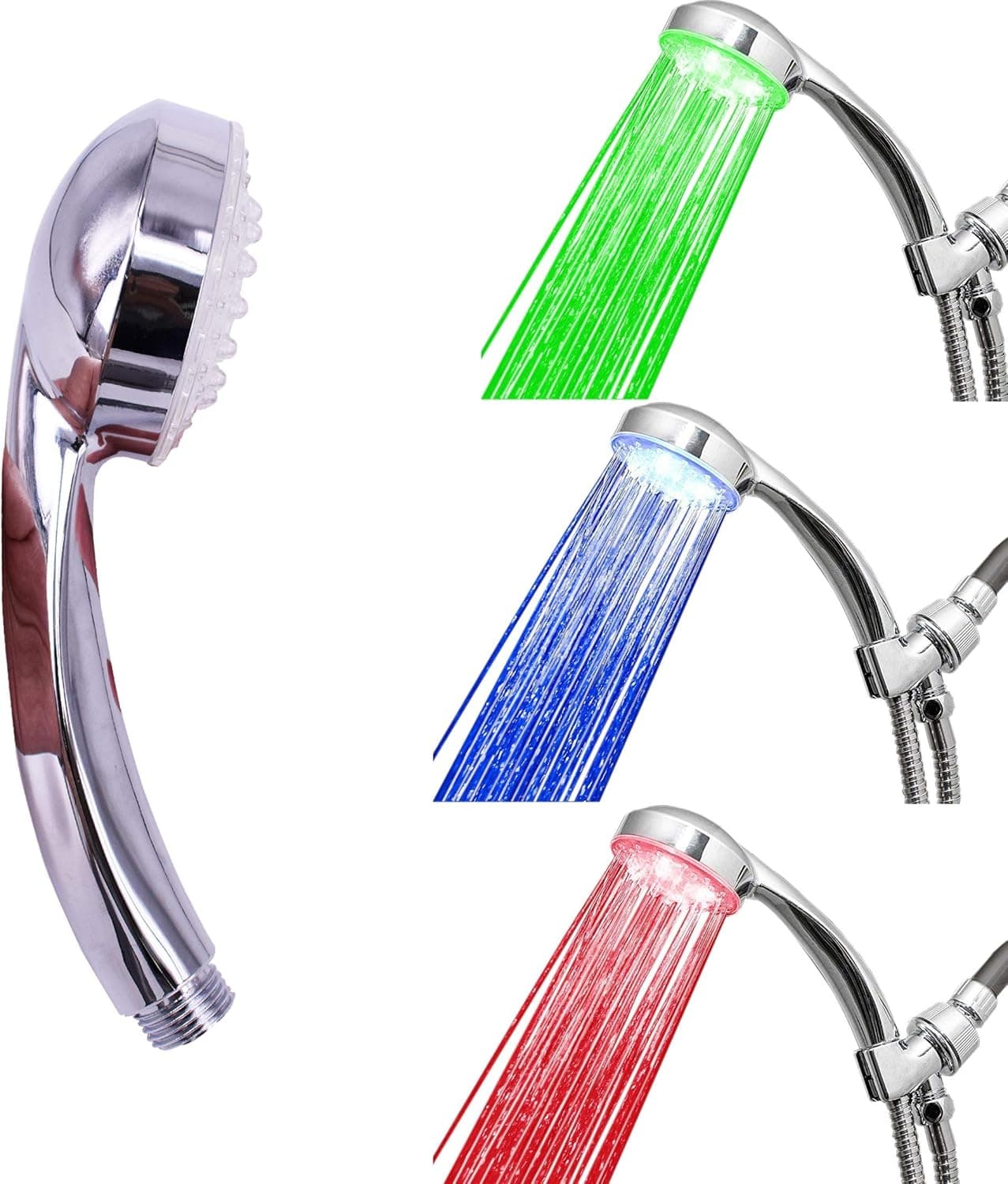 3-Color Temperature Sensitive Gradient LED Shower Head Showerheads Light Water Stream Color Changing Shower Head For Kitchen and Bathroom Baby Safty