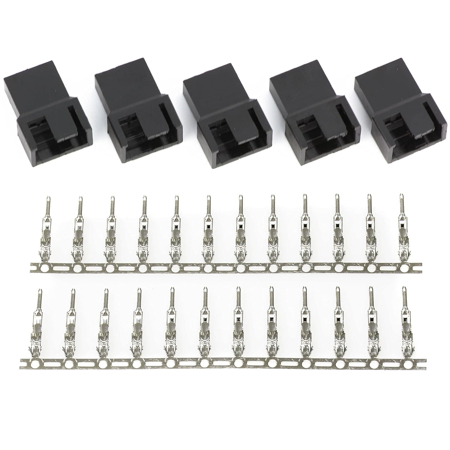 CRJ Male 4-Pin (3+1) PWM PC Fan 2.54mm Housing and Crimp Connector Set (5-Pack)