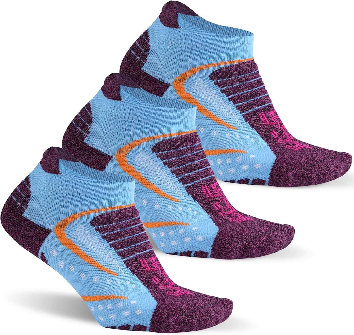 Facool Athletic Ankle Socks, Women's Moisture Wicking Cushioned Running Cycling Camping Walking No Show Socks, 3/6 Pairs