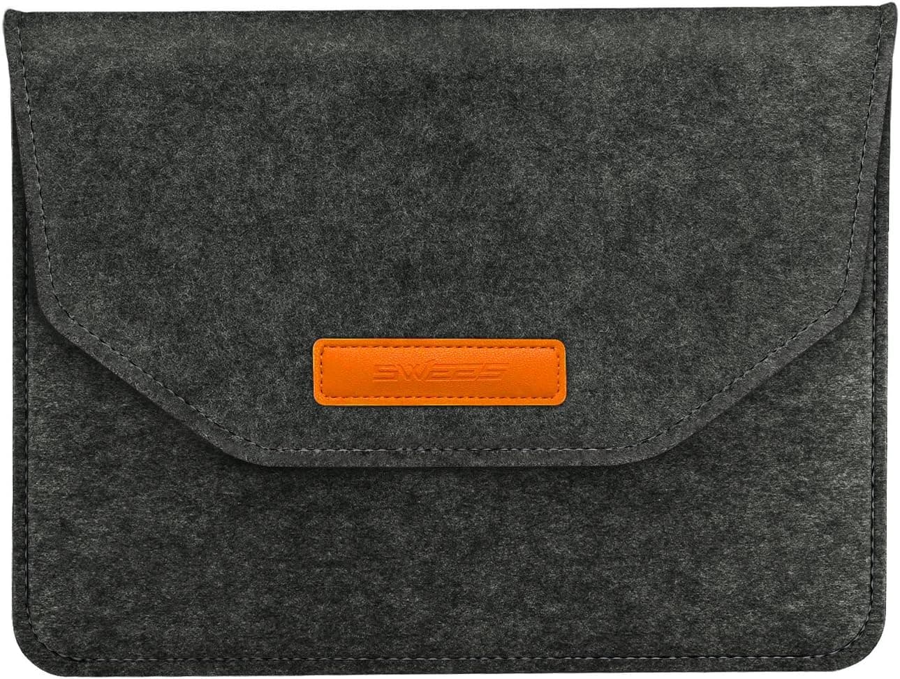 MacBook 12 inch Case Sleeve, Swees® New MacBook Sleeve 12 inch Cute Wool Felt Leather with Small Charger Bag Pocket for Apple MacBook 12 inch with Retina, Black