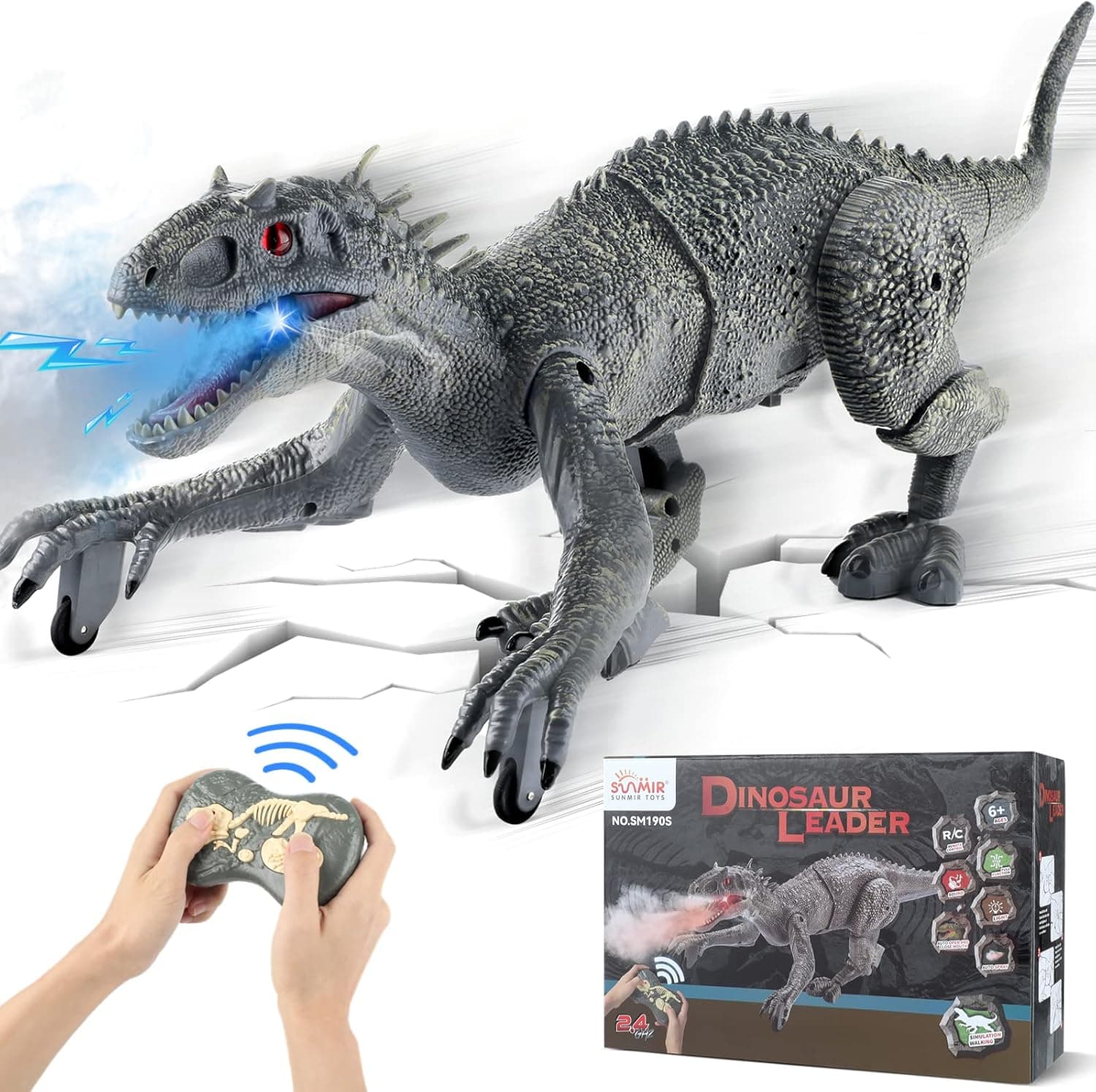 Remote Control Dinosaur Toys for Kids: Big RC Roaring Walking with Light Sound Indominus Rex Toy|Realistic 2.4Ghz Rechargeable Dinosaur Robot Toys for Boys Girls 3-5 5-7, Gift for 3 4 5 6 7 8-12