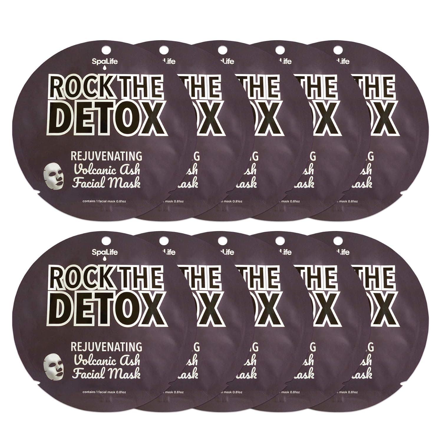 SpaLife Rock the Detox Rejuvenating Volcanic Ash Facial Mask 10 count