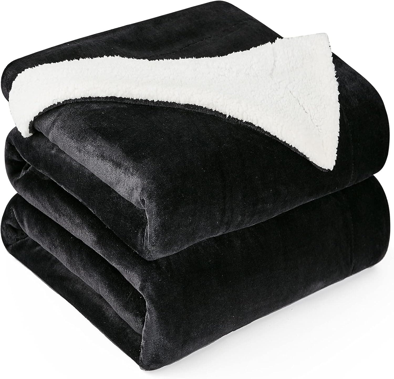 EHEYCIGA Sherpa Throw Blanket for Couch - Fuzzy Sherpa Fleece Blanket Super Soft Plush Blanket, Thick Winter Blanket for Chair Sofa, Black, 50x65 Inches