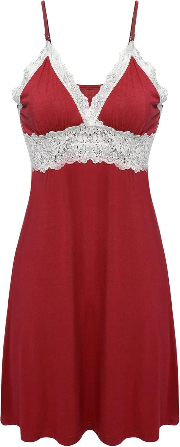 Ekouaer Sleepwear Womens Chemise Nightgown Full Slip Lace Lounge Dress