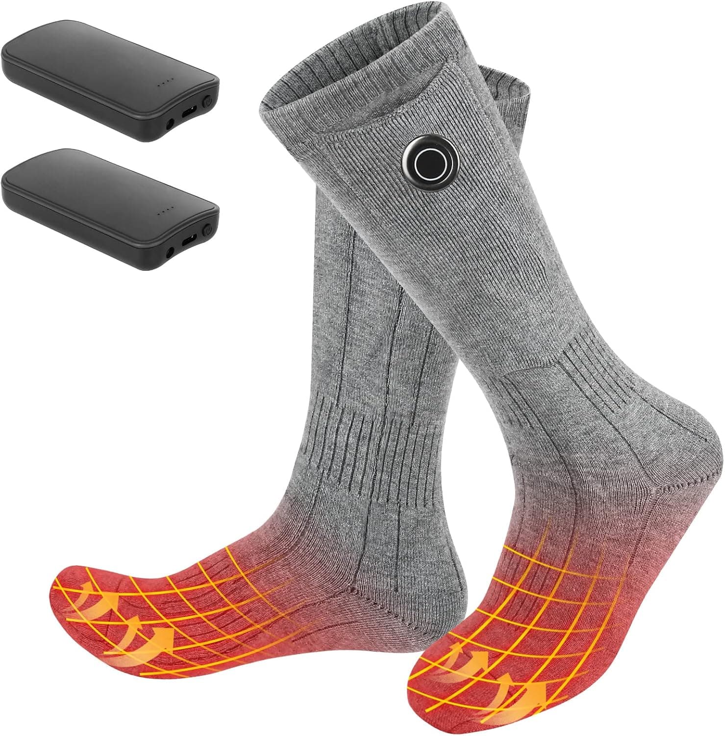 IIZ Heated Socks for Men and Women, 4000 mAh Rechargeable Electric Socks for Skiing Camping Hiking