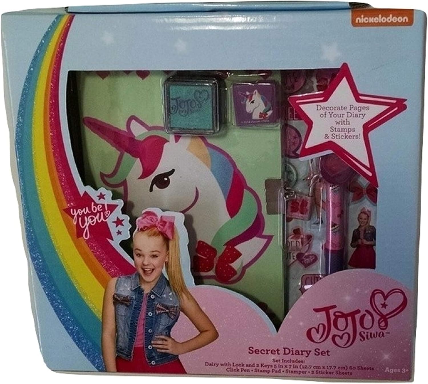Nickelodeon JoJo Secret Diary Set for Girls,Aqua,10 x 6 in