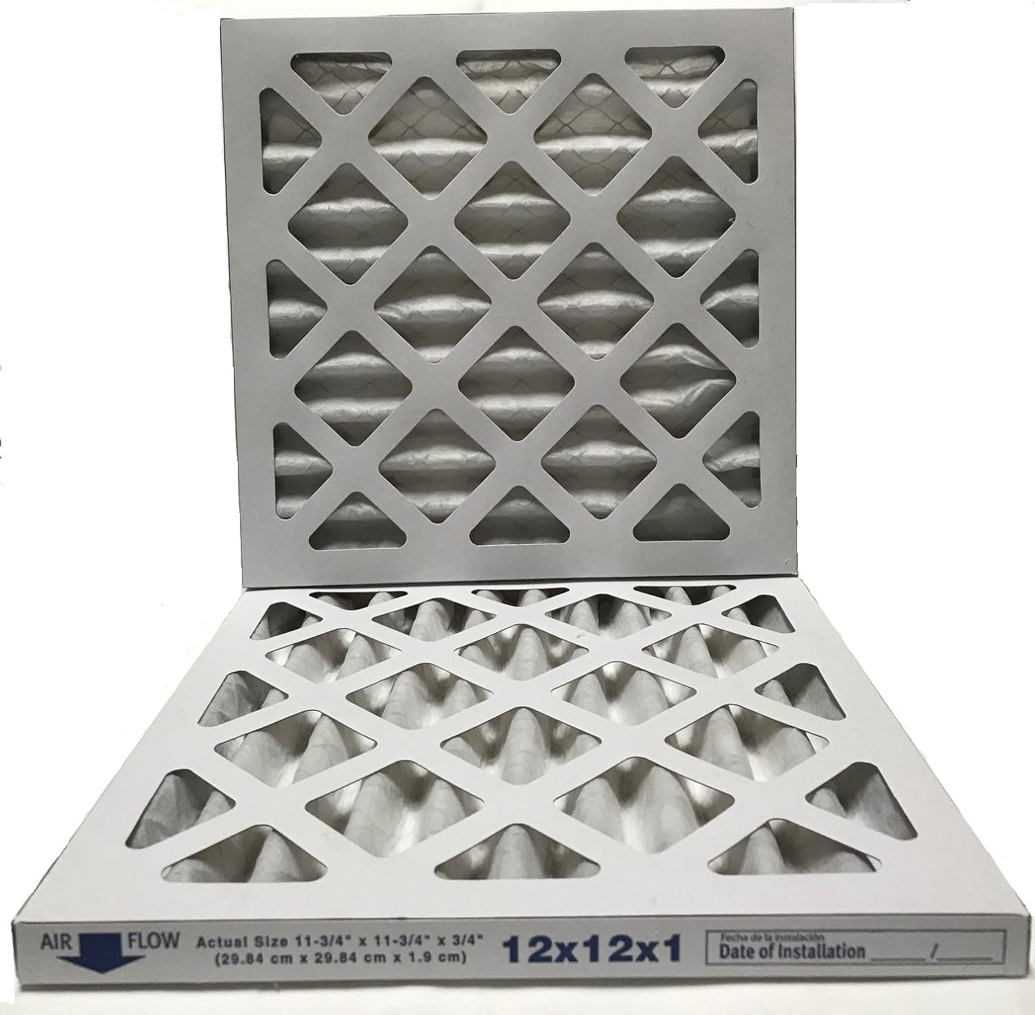 Climestar 12x12x1 Air Filter, MERV 8, MPR 600, Pleated AC Furnace Air Filter, Pack of 2 Filters, 12x12x1 USA Manufactured