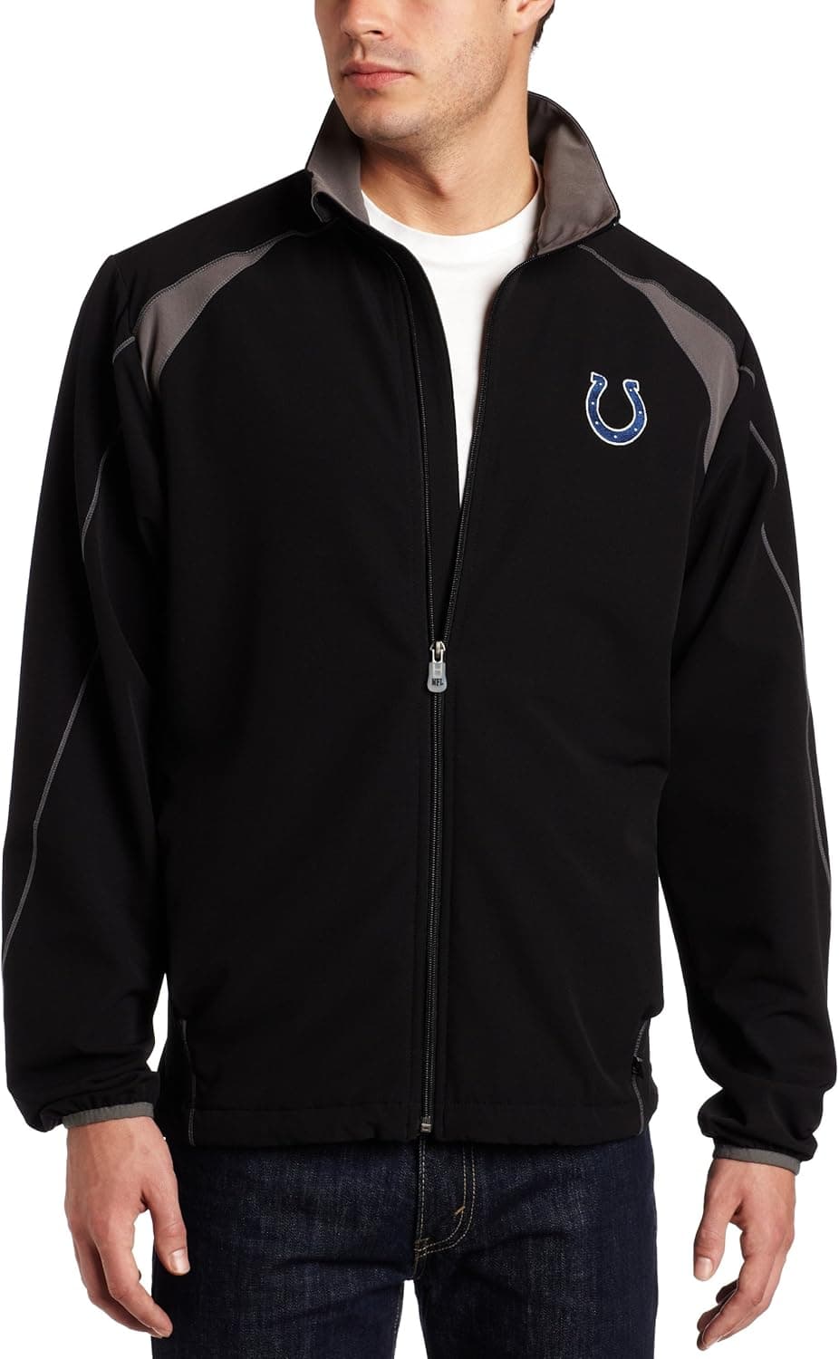 NFL Men's Indianapolis Colts Determination II Jacket Adult Long Sleeve Lightweight Performance Full Zip Jacket