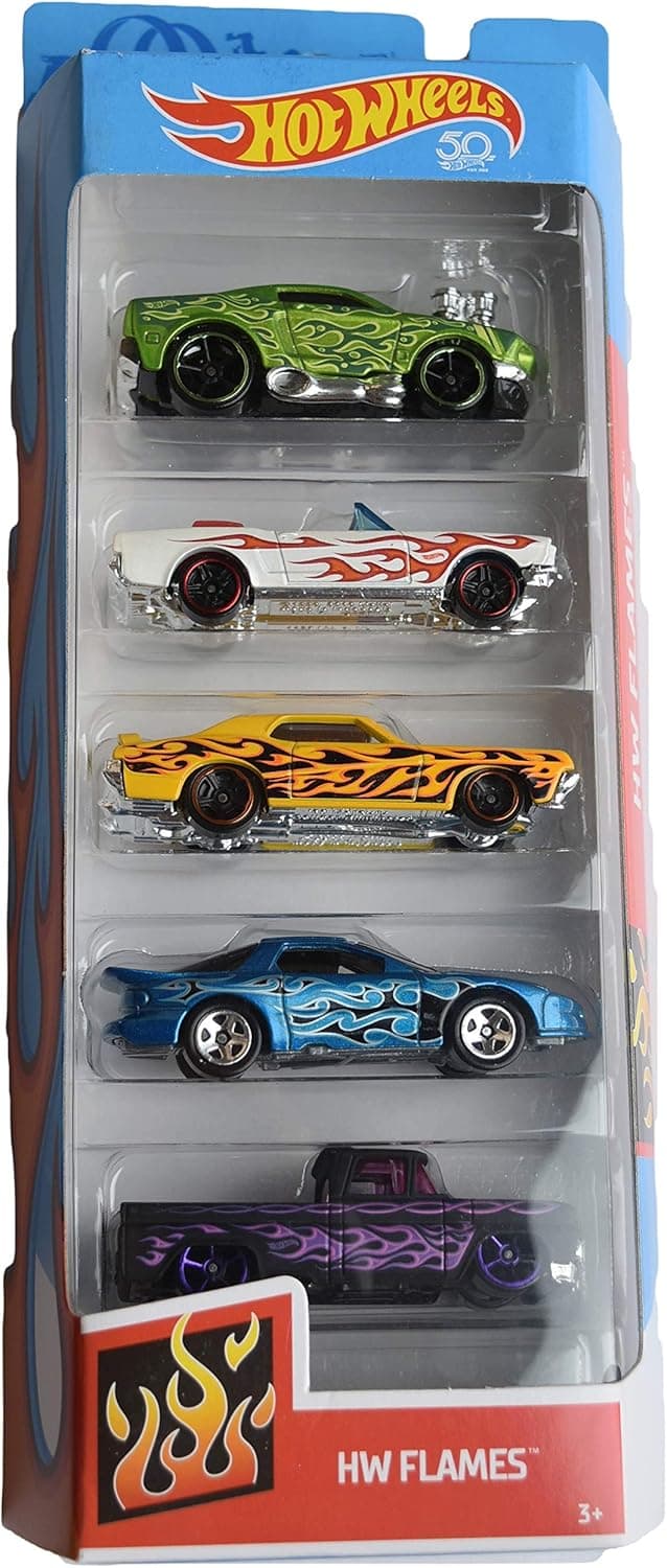 Hot Wheels 1:64 Scale 5 Pack hw Flames 50th Anniversary