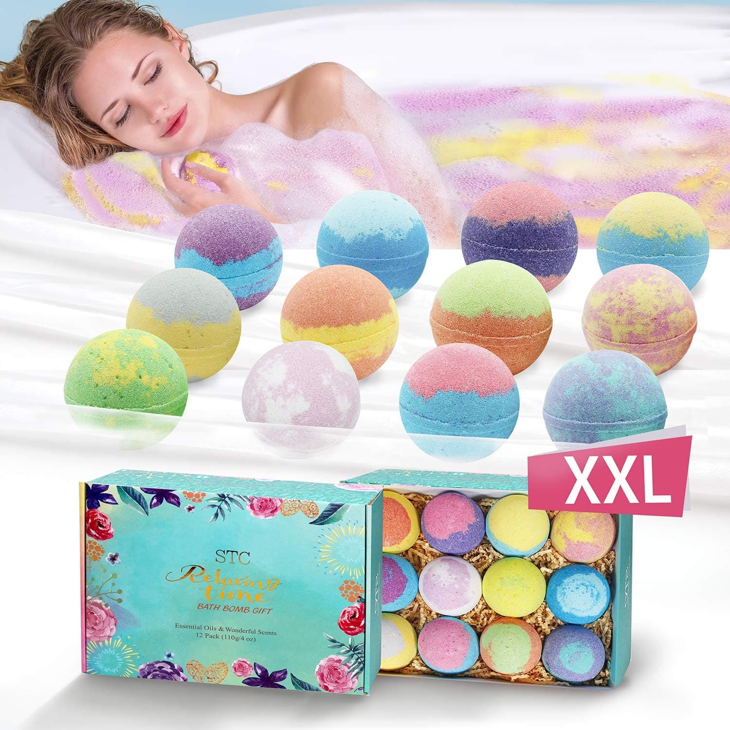 Bath Bombs Gift Set Bath Bombs Rich in Essential Oil, Shea Butter, Coconut Oil, Fizzy Spa to Moisturize Dry Skin,Best Gift for Women and Kids