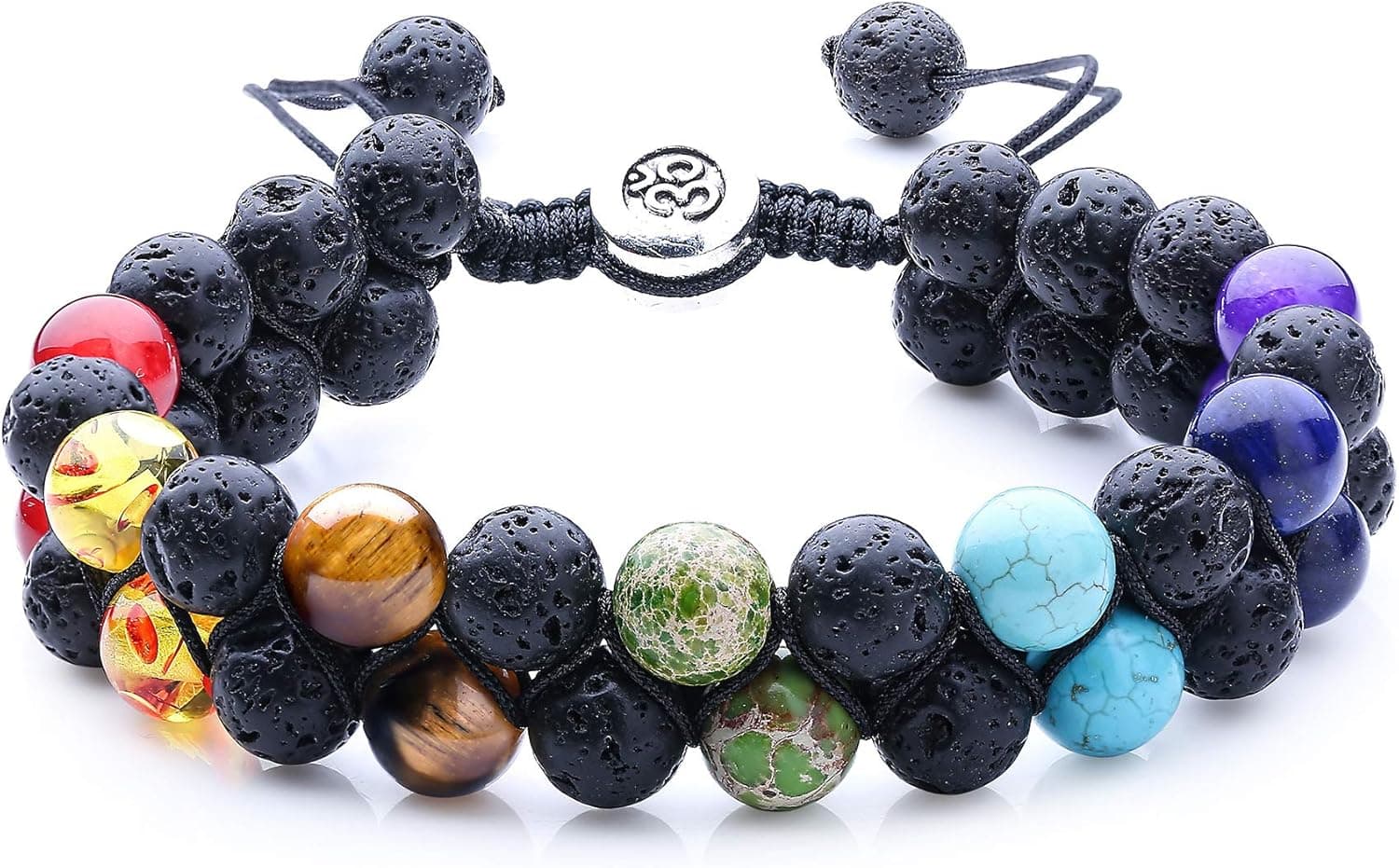 WRCXSTONE Natural Stone Bracelet Mens Black Lava Rock Bracelet Tiger Eye Gemstone Bracelet Yoga Essential Oil Bracelet Charm Gift