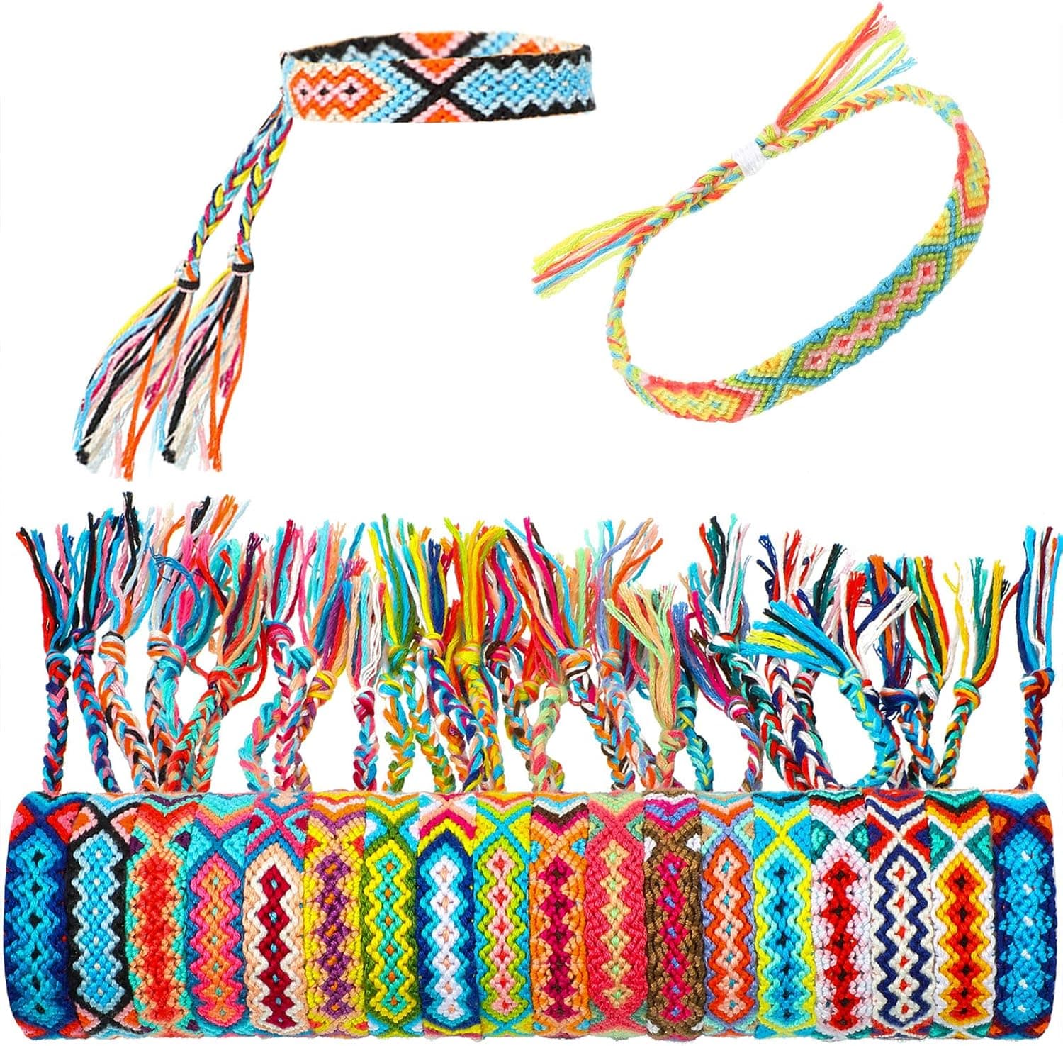 18 Pieces Nepal Woven Friendship Bracelets Handmade Braided Bracelets with Adjustable Sliding Knot Closure for Teens, Couples, Women and Men, as Bracelet or Anklet (Quiet Style Series)