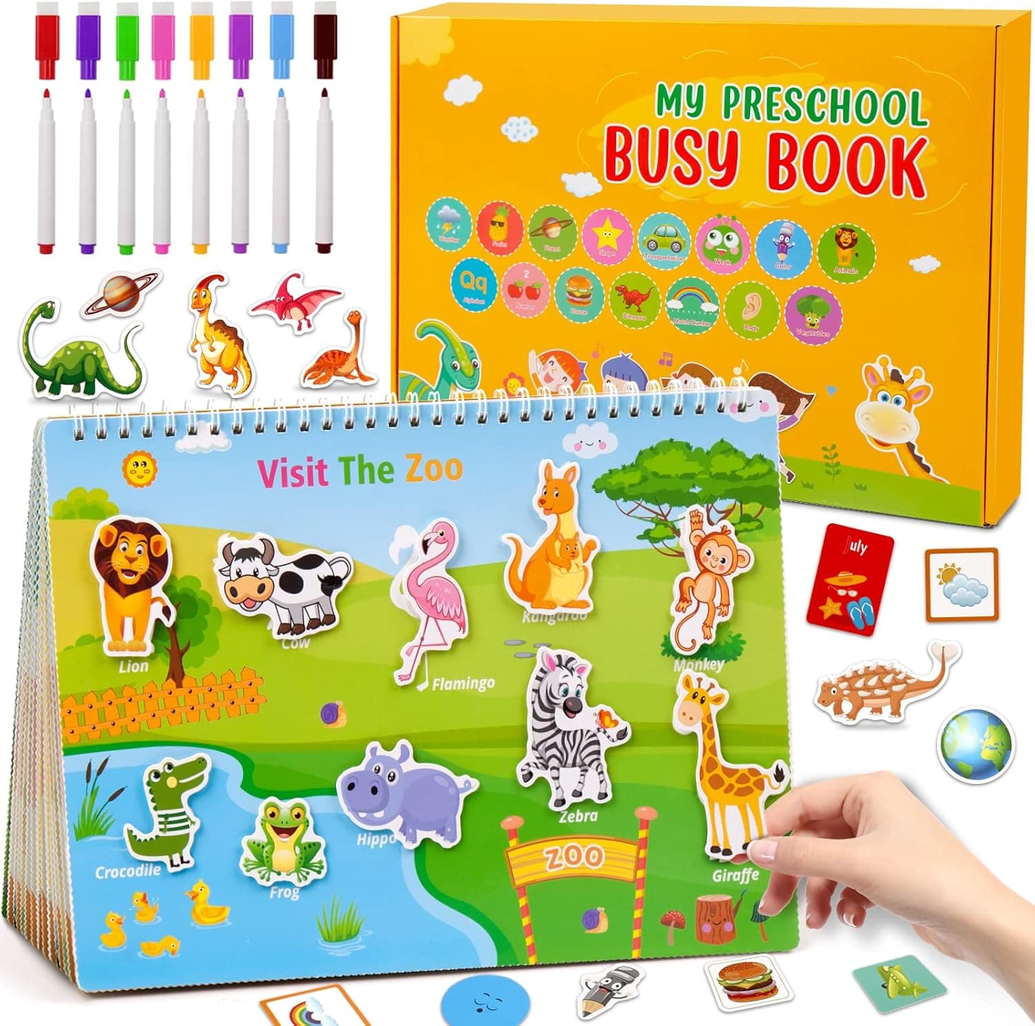 Montessori Busy Book for Toddlers,Preschool Learning Activity Binder Book,30 Themes Toddler Activity Book for Autism Sensory,Special Needs,Educational Toys for Kids
