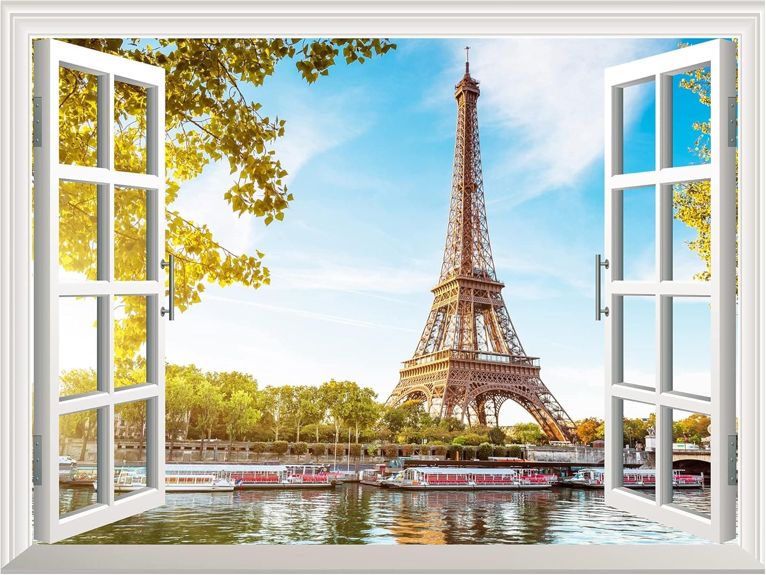 wall26 Peel and Stick Wallpapaer -Collage - | Removable Large Wall Mural Creative Wall Decal (36"x48", Eiffel Tower View)