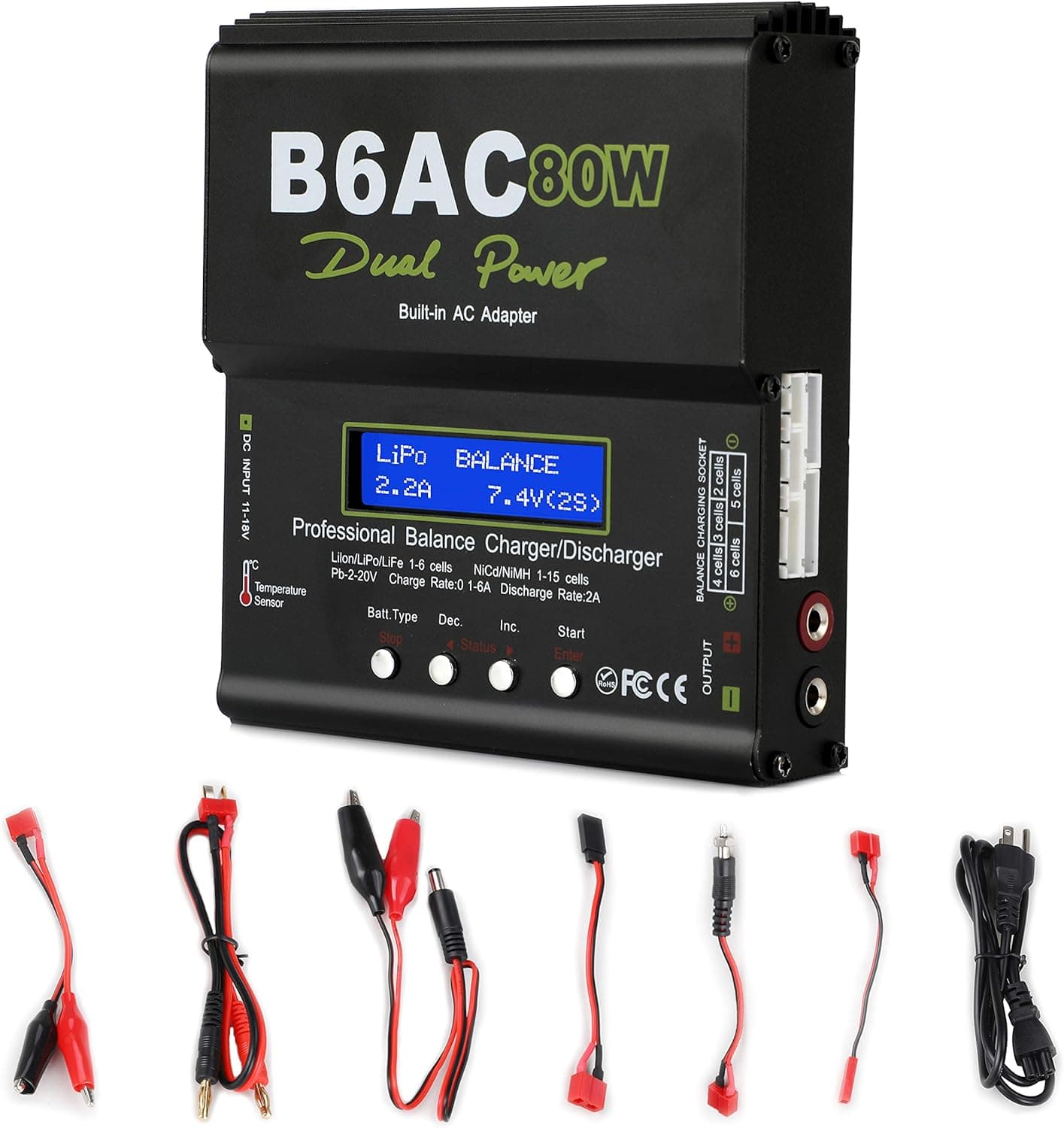 Lipo Charger,Battery Charger Balance Charger Discharger with Power Supply for LiPo/Li-ion/Life Battery (1-6S),NiMH/NiCd (1-15S),PB (2-24V),Smart Battery (Lipo Battery Charger)