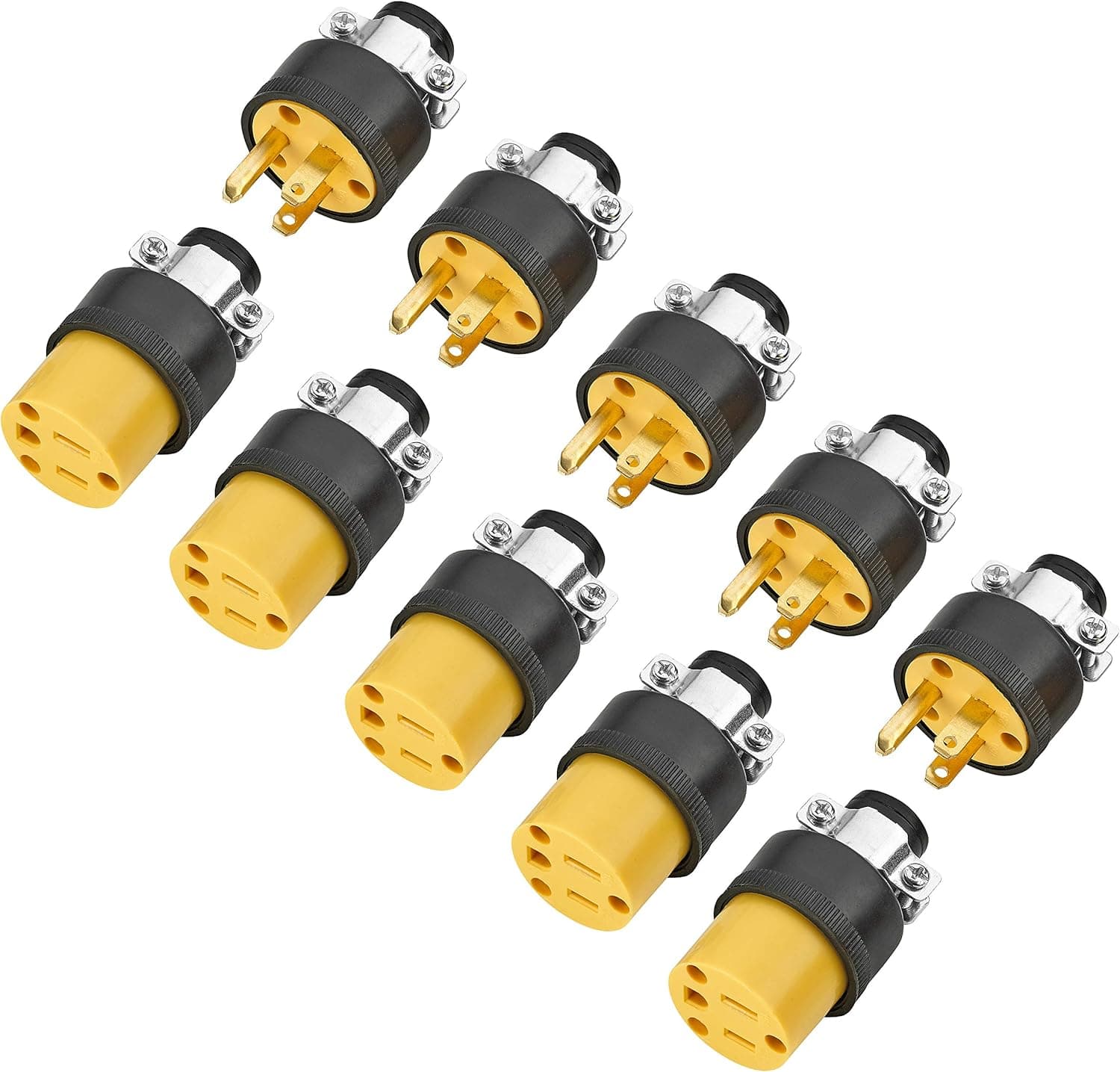 Extension Cord Electrical Wire Repair End 15 Amp, 125 Volt | 5 Sets Male Female 3-Prong Grounding Replacement Connectors Set | Safety-Rated Connection | Triple-Drive Screws for Easy Installation.