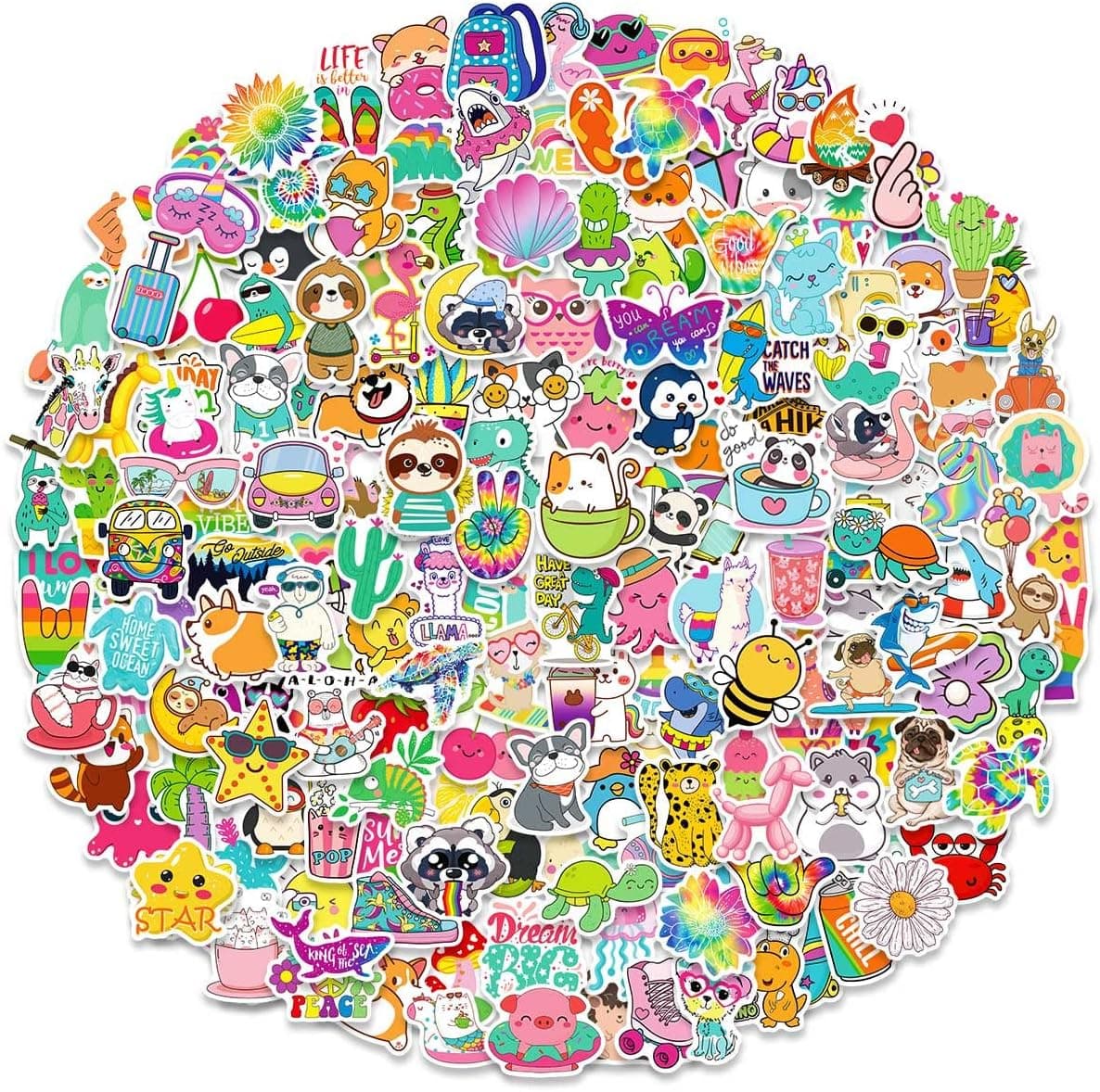 Water Bottle Stickers for Kids, 200 Pcs Waterproof Vinyl Stickers for Water Bottles Stickers Pack for Kids Cute Stickers for School Students Hydro Flask Laptop Kids Friendly