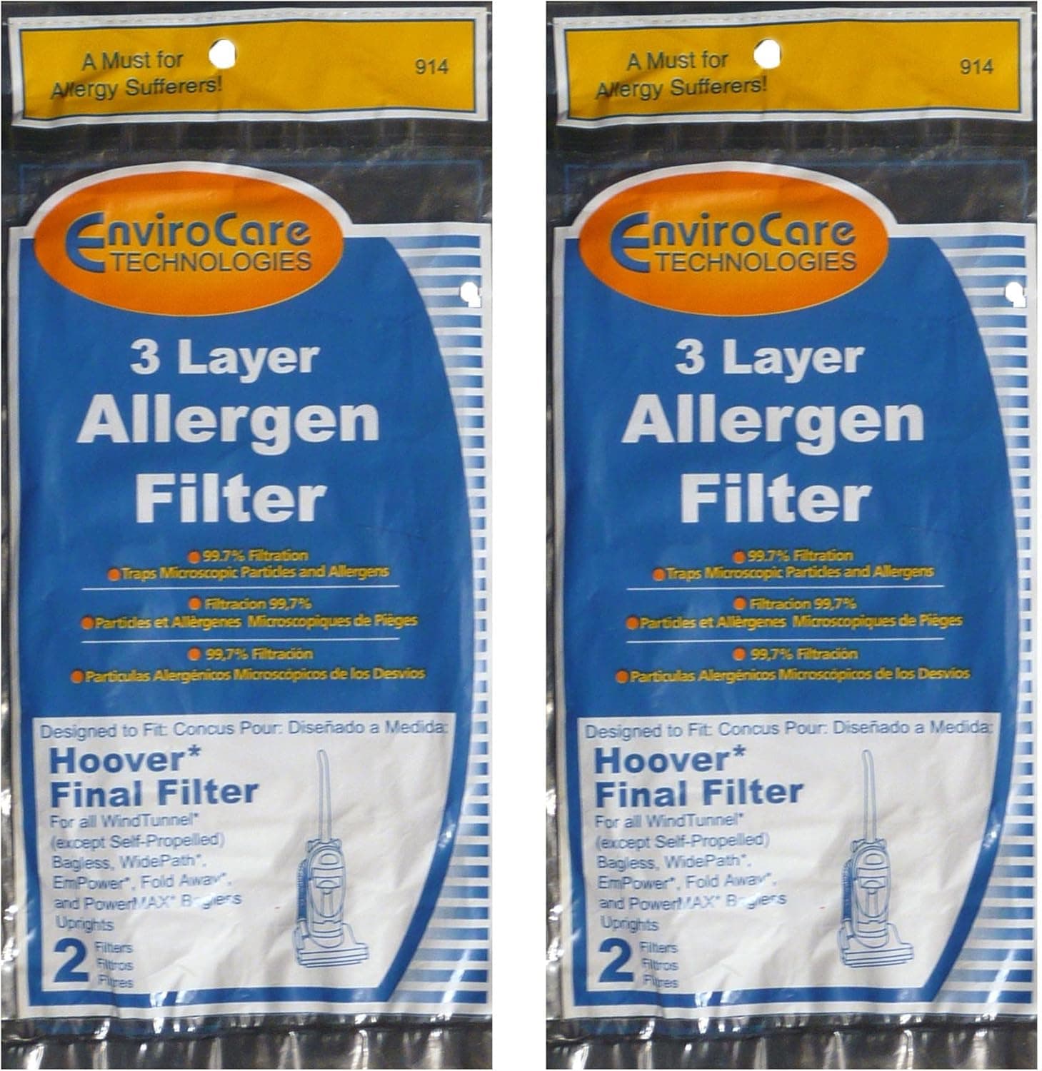 (4) Hoover WindTunnel Non Self Propelled 3 Layer Final Vacuum Filter, Bagless, Uprights, Widepath, Empower, Foldaway, Powerman Vacuum Cleaners, 40110004, 38766009, 38766007