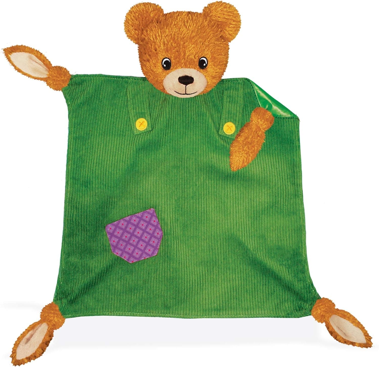 YOTTOY Corduroy Bear Collection | My First Corduroy Cozy Soft Baby Security Blanket - 15”L x 15”W