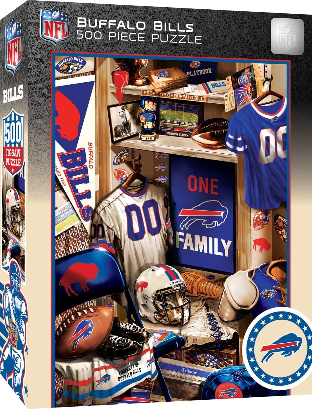 MasterPieces Game Day 500 Piece Jigsaw Puzzle for Adults - NFL Buffalo Bills Locker Room - 15"x21"