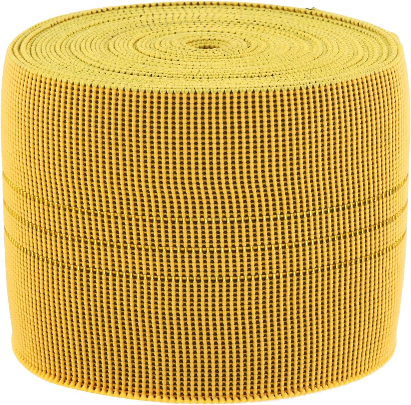 Tanstic 1 Roll 4 Inch x 26.2 Ft Yellow Sofa Elastic Webbing Stretch Latex Band Upholstery Webbing Replacement Elastic Webbing Flexible Chair Webbing Elastic Webbing Rolls for Chair Sofa Furniture