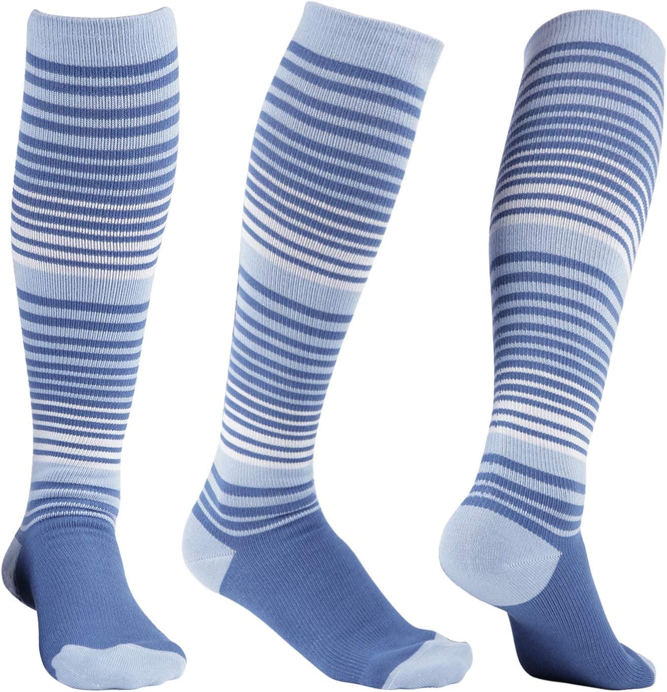 +MD 3 Pairs Bamboo Compression Socks for Women & Men 8-15mmHg Moisture Wicking Circulation Knee-High Support Socks for Running, Athletic, Nurses