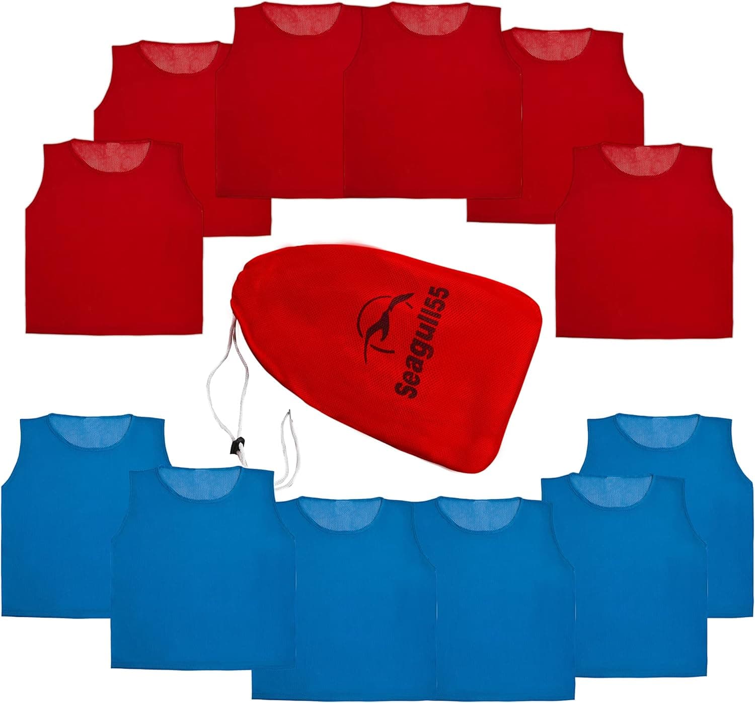 Seagull55 LITEMESH Scrimmage Vests Team Practice Jersey for Child Youth (12 Jerseys) Lightweight with Free Bag