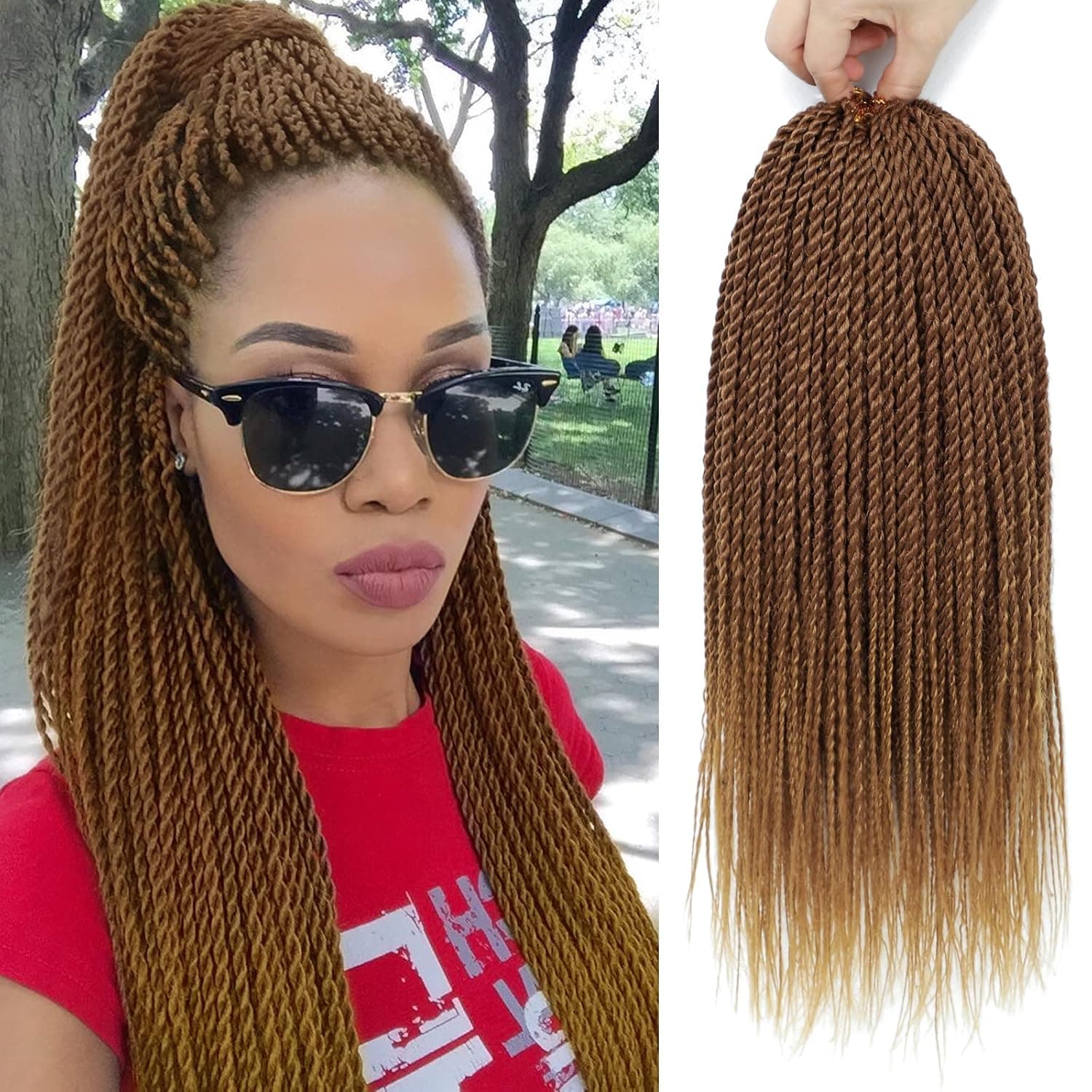 Senegalese Twist Crochet Hair - 8 Packs 14 Inch Small Crochet Hair for Braiding, 30 Strands/Pack Crochet Braids Hair For Black Women, Crochet Twist Hair Braiding Hot Water Setting(14 Inch, 30/27)