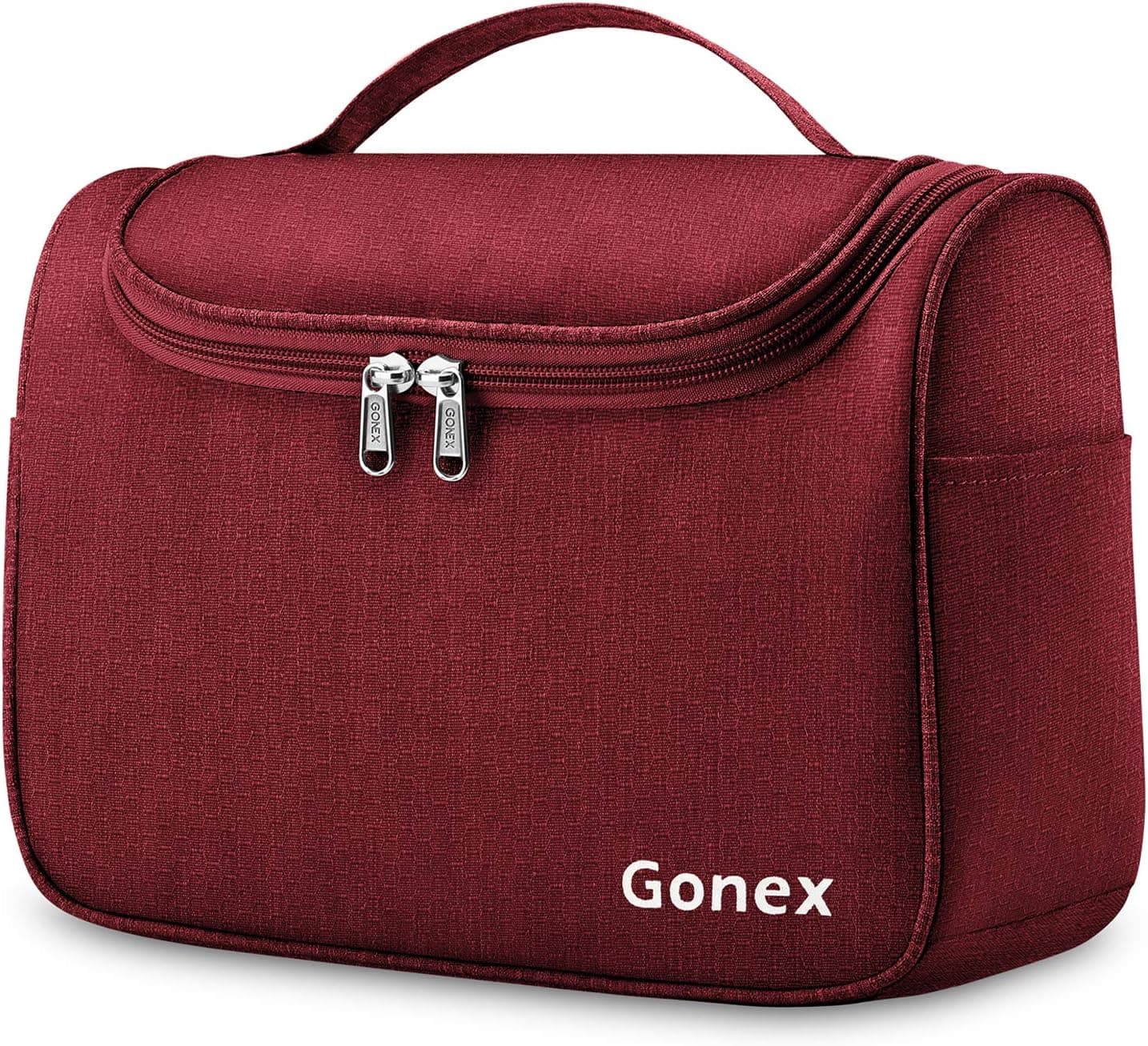 Gonex Hanging Travel Toiletry Bag for Women Men Family Cosmetics Makeup Bag Organizer Dopp Kit Pouch for Bathroom Water-Resistant with Strong Zippers (Wine)