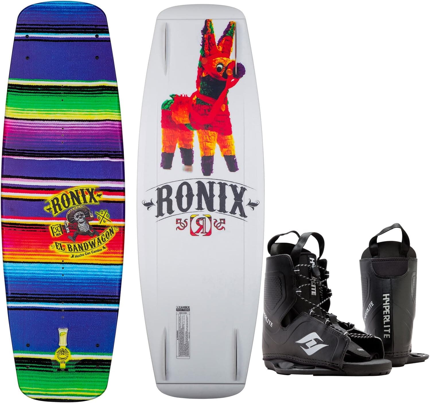 Ronix Bandwagon Camber ATR Wakeboard Mens XL + Hyperlite Bindings O/S 8-12