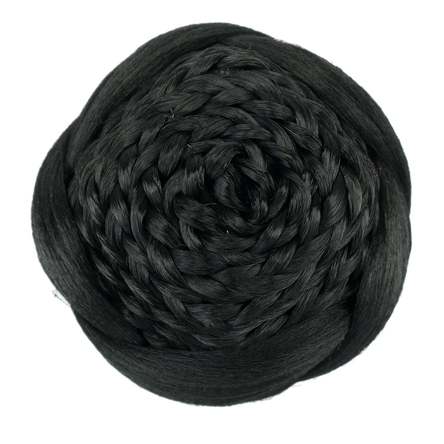 IMISSU Braided Chignon Dancer Hair Cover Donut Hairpieces Scrunchies Women Hair Buns Wig Updo for Wedding Party (M2 Black)