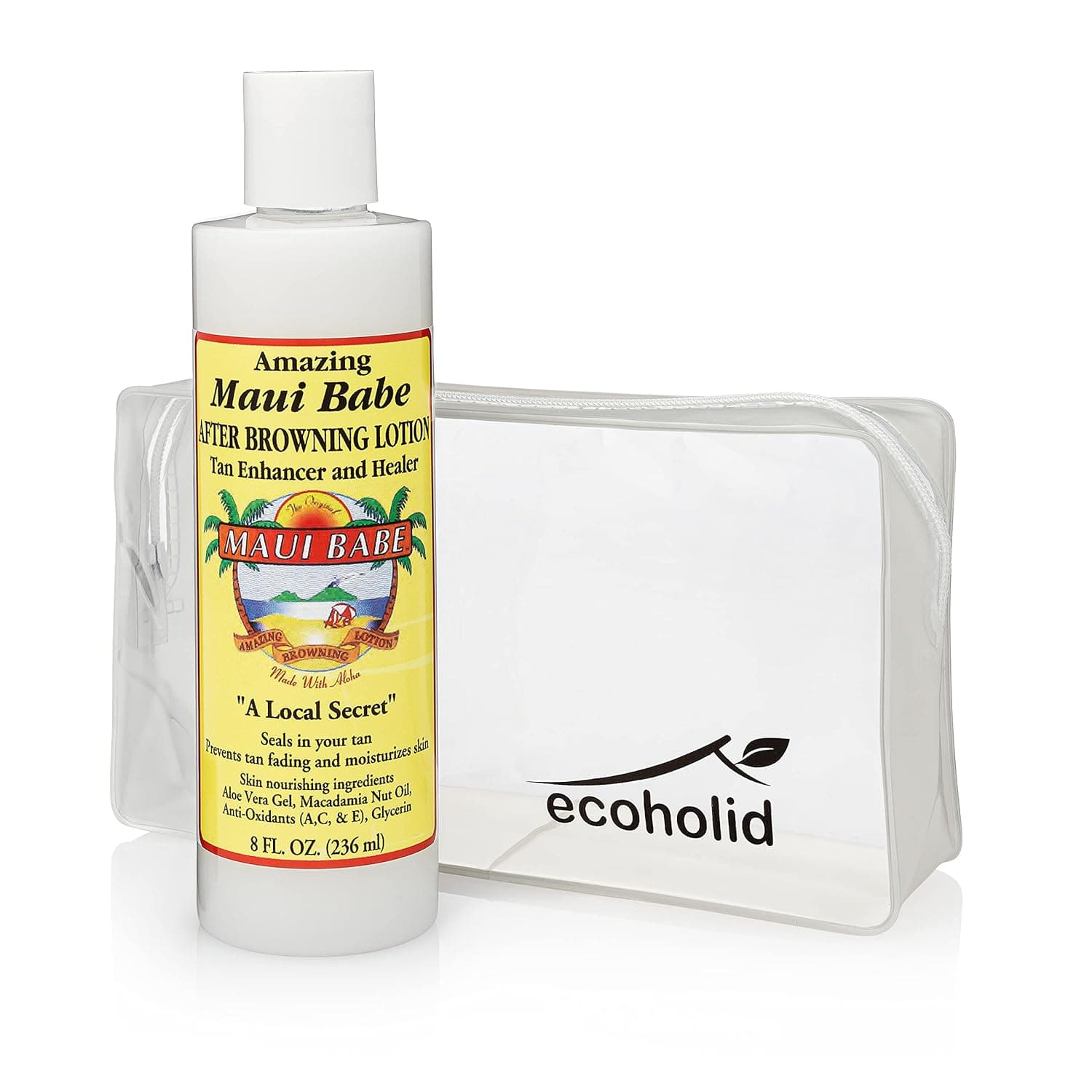 Ecoholid Maui Babe After Browning Lotion 8oz Clear Travel Bag – Sun Skin Care (1 Pack)